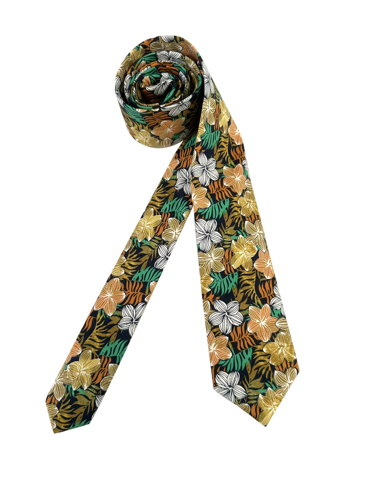Luxor Gold Tropical Leaves Skinny Tie