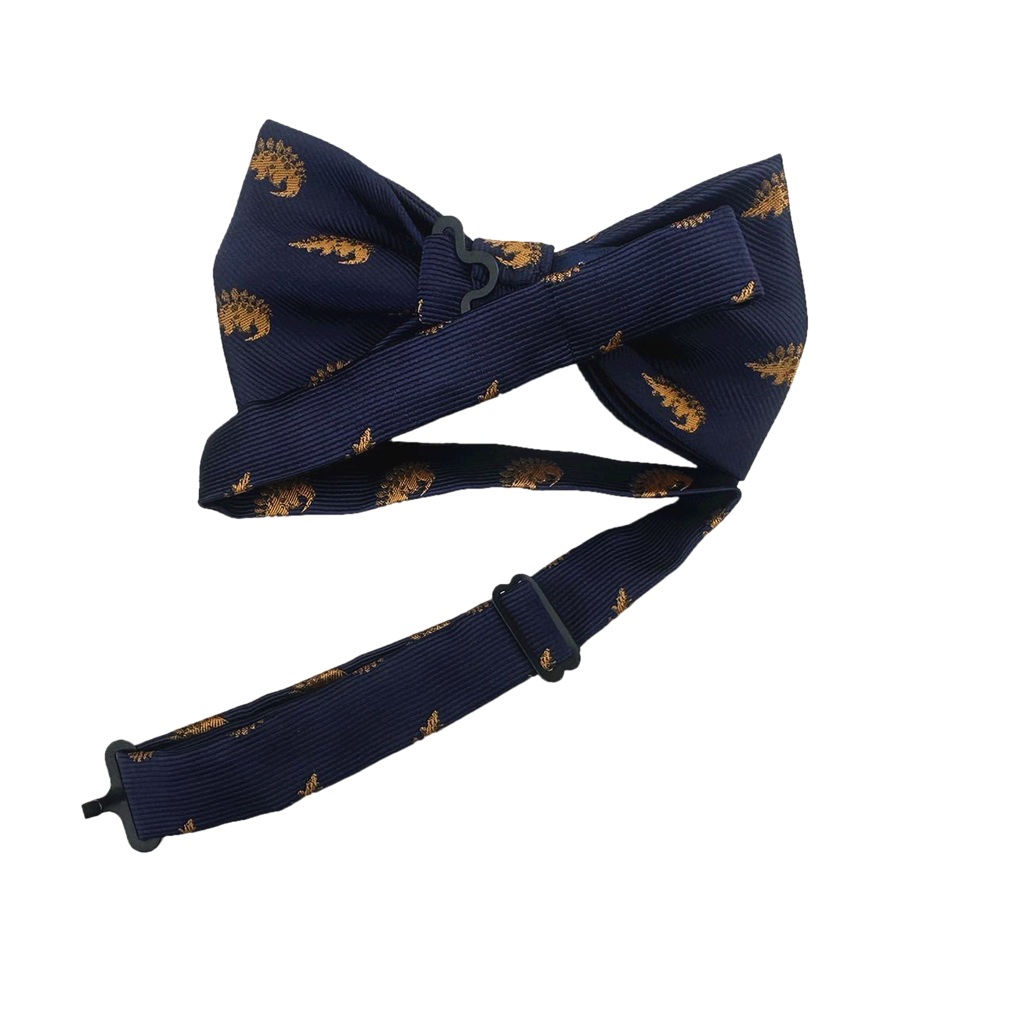 Navy Blue with Gold Stegosaurus Dinosaur Pre-tied Bow Tie