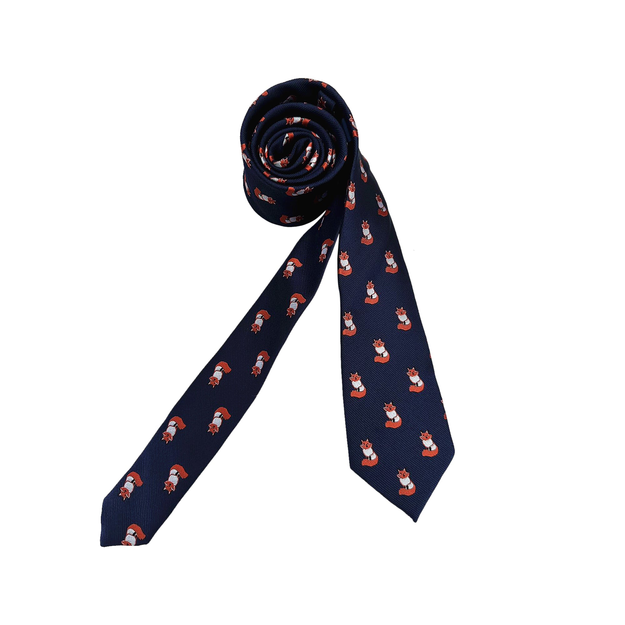 Dark Navy w/ Orange Fox Skinny Tie