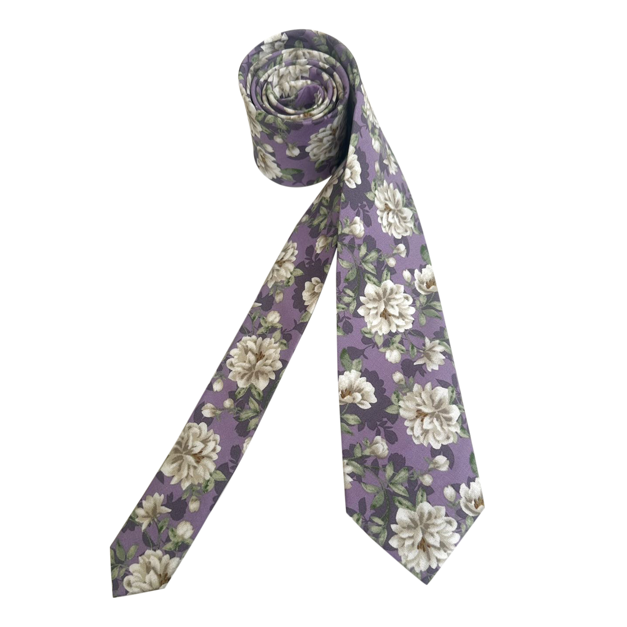 Lavender Cream Floral Skinny Tie