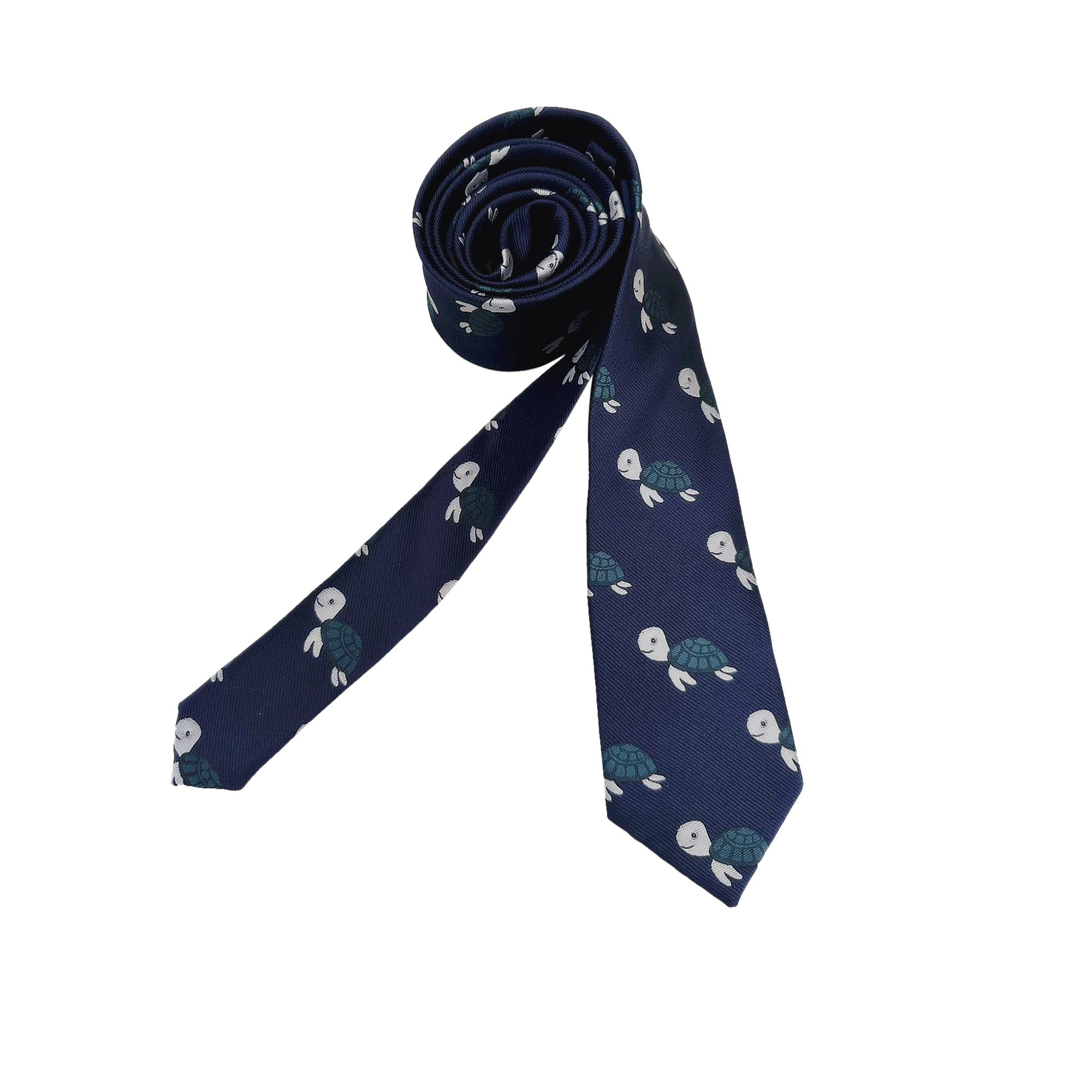 Navy Blue Sea Turtle Skinny Tie