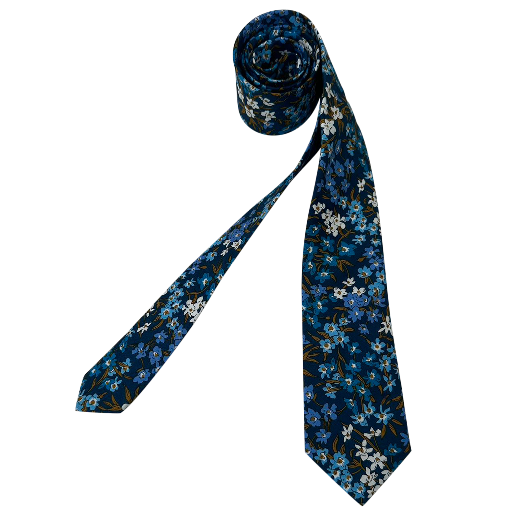 Navy Blue with Midnight Floral Cotton Skinny Tie