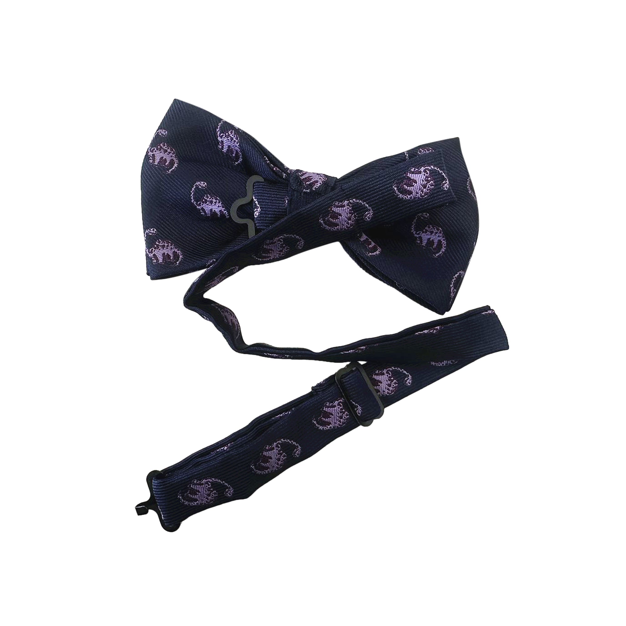 Navy Blue with Lilac Apatosaurus Dinosaur Pre-tied Bow Tie
