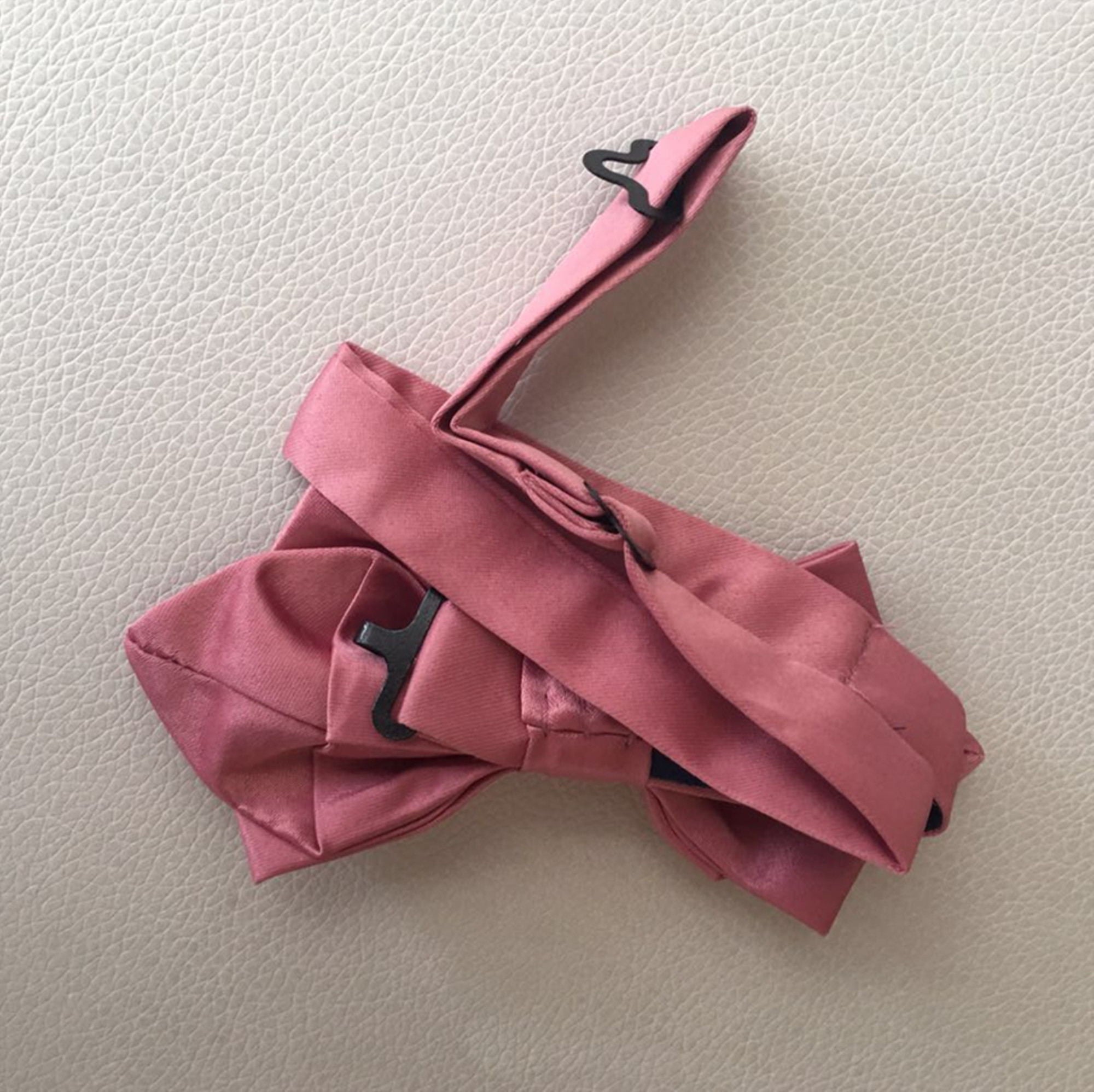 Dusty Rose Pink Satin Diamond Pre-tied Bow Tie