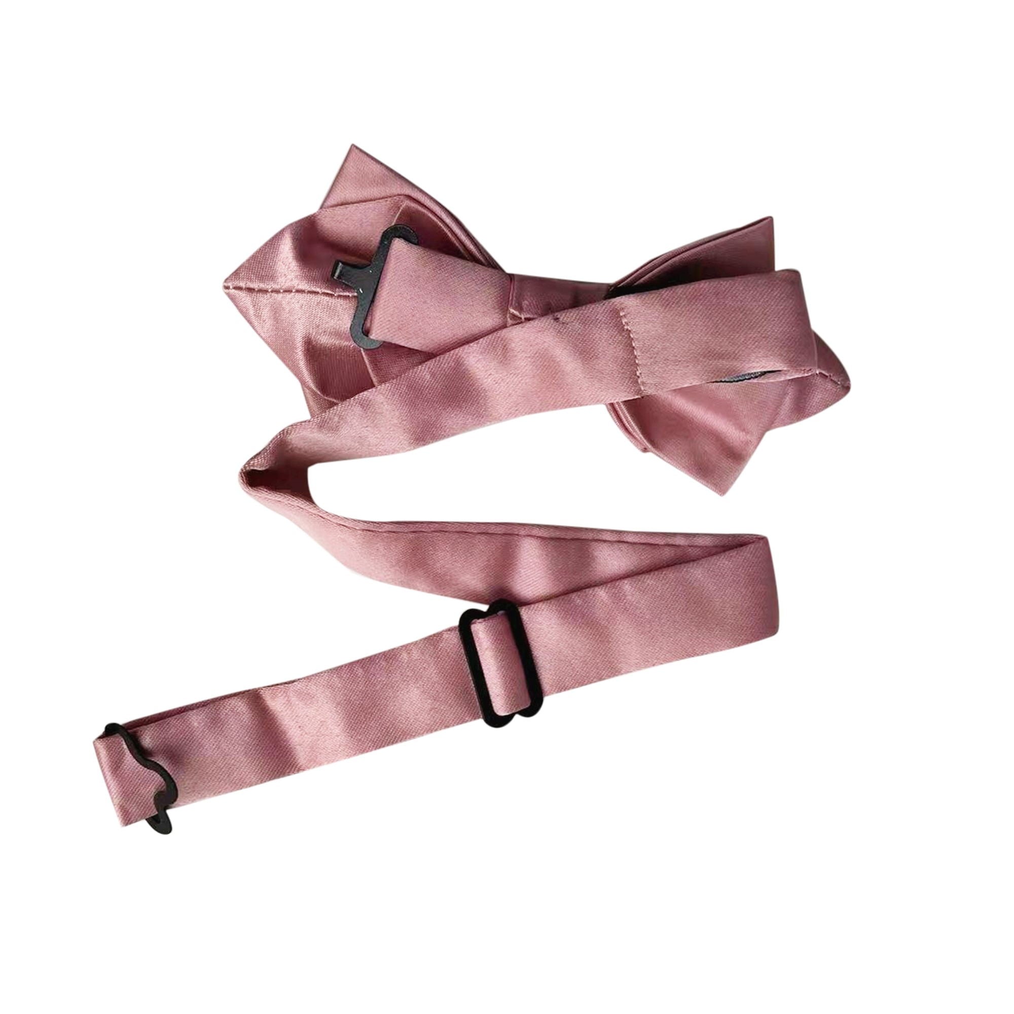 Dusty Rose Satin Pre-tied Diamond Bow Tie