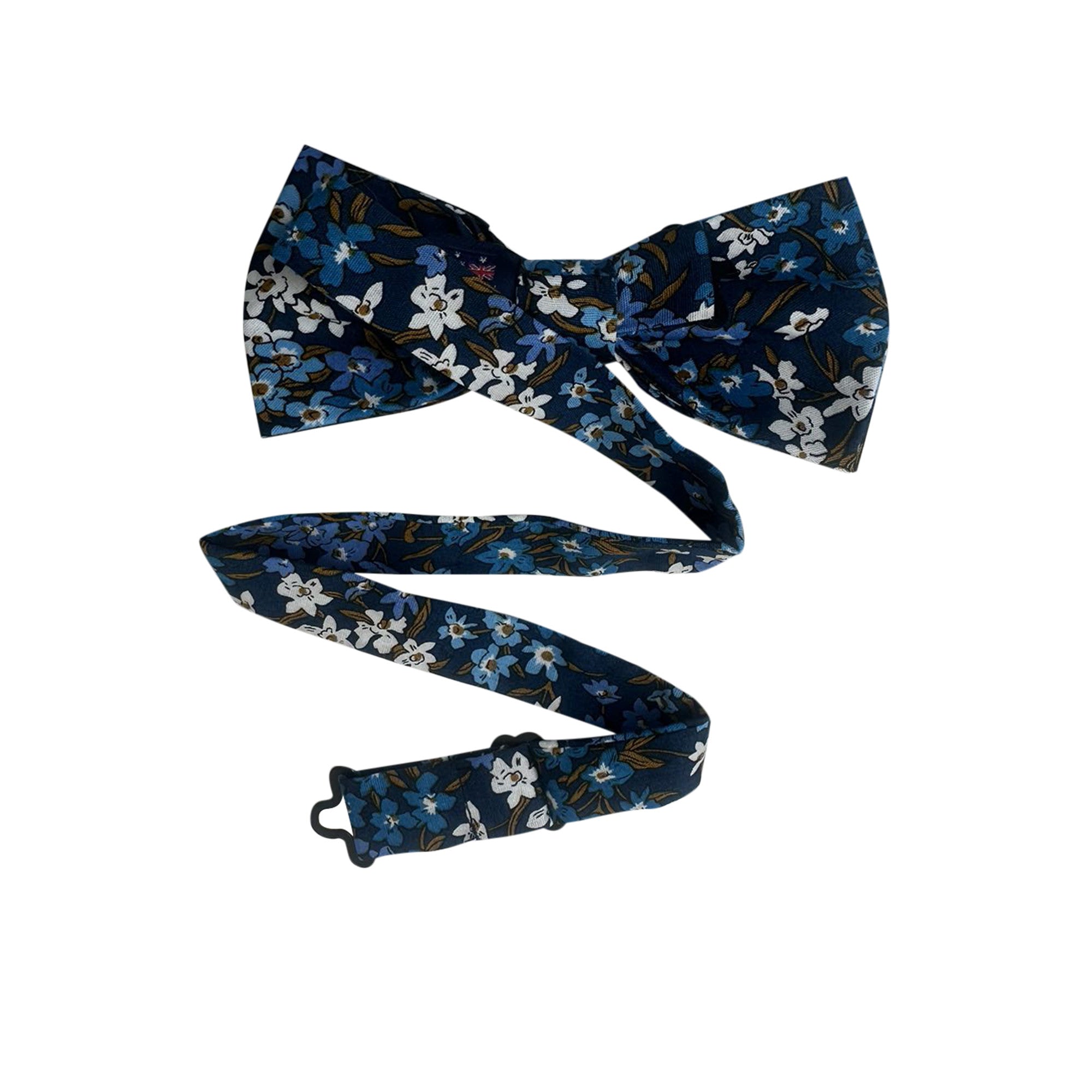 Navy Blue with Midnight Floral Cotton Pre-tied Bow Tie