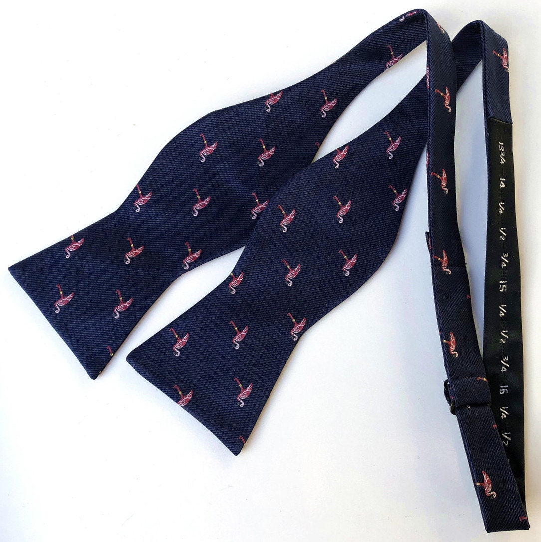 Navy Blue Flamingo Self-tied Bow tie