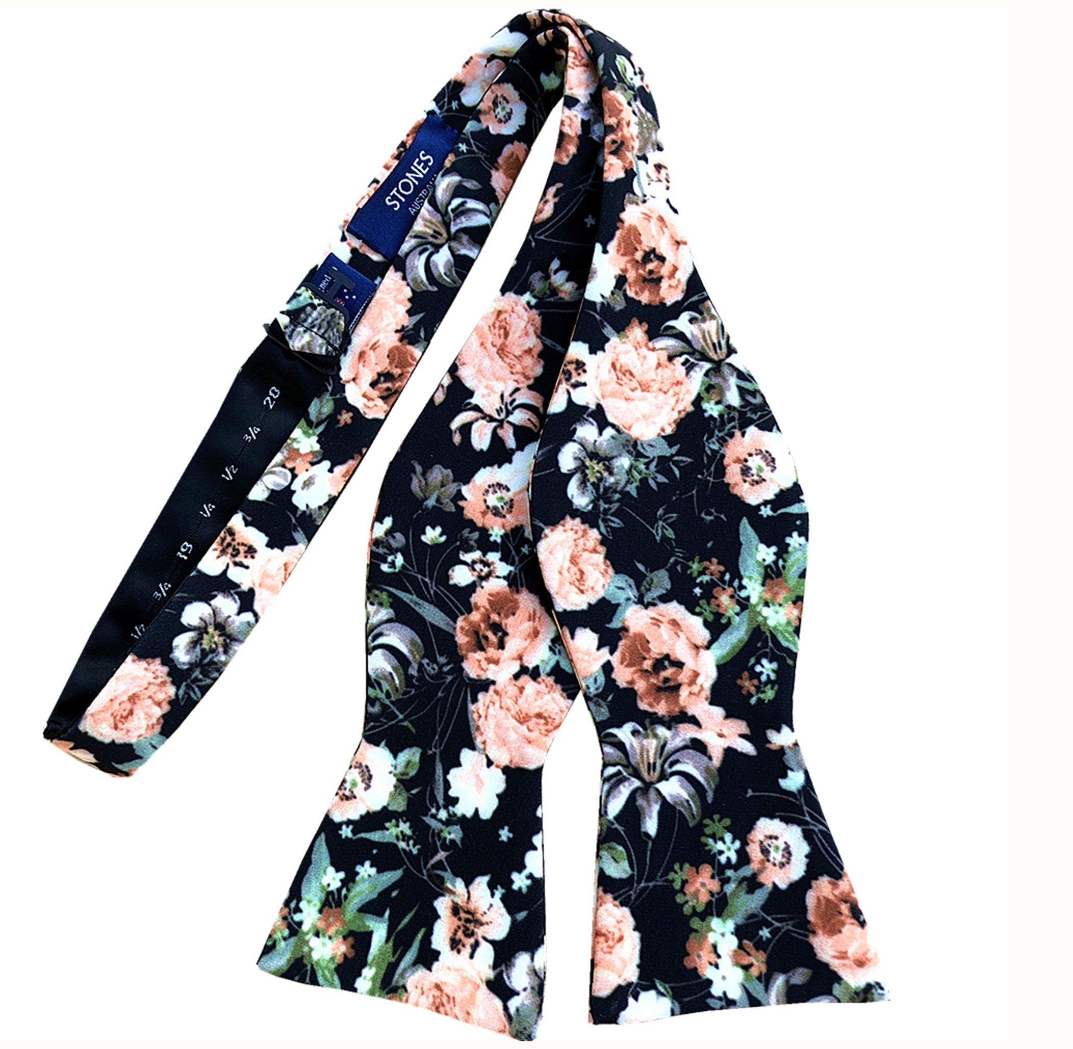 Peach on Black Pre-tied Bow Tie