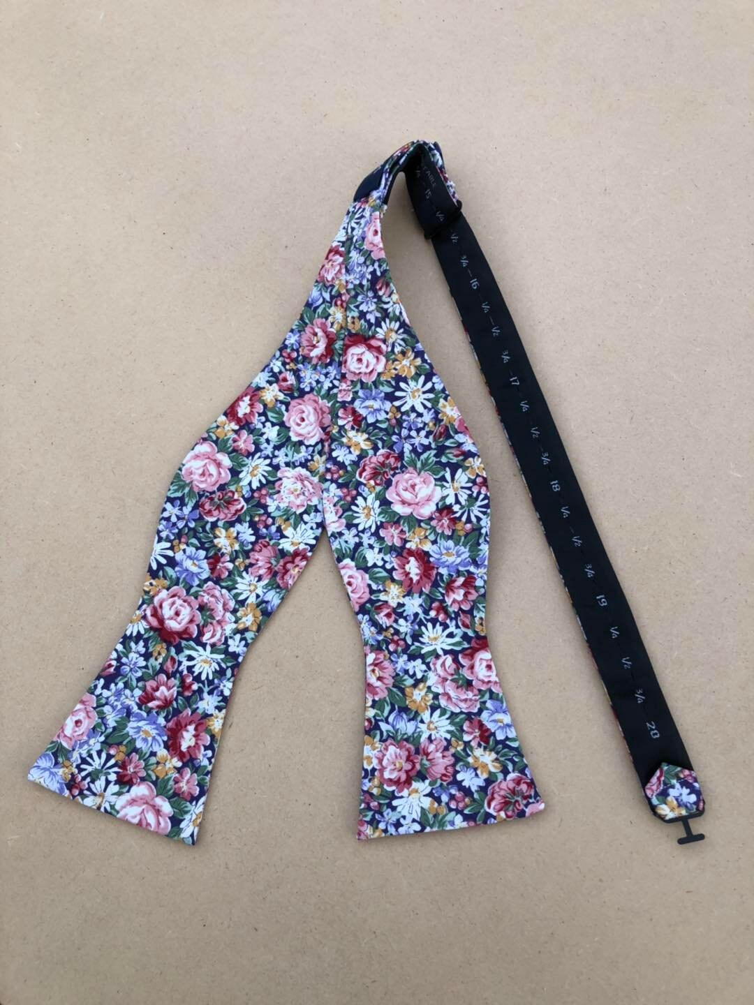Pink Purple Floral Self-tied Bow Tie