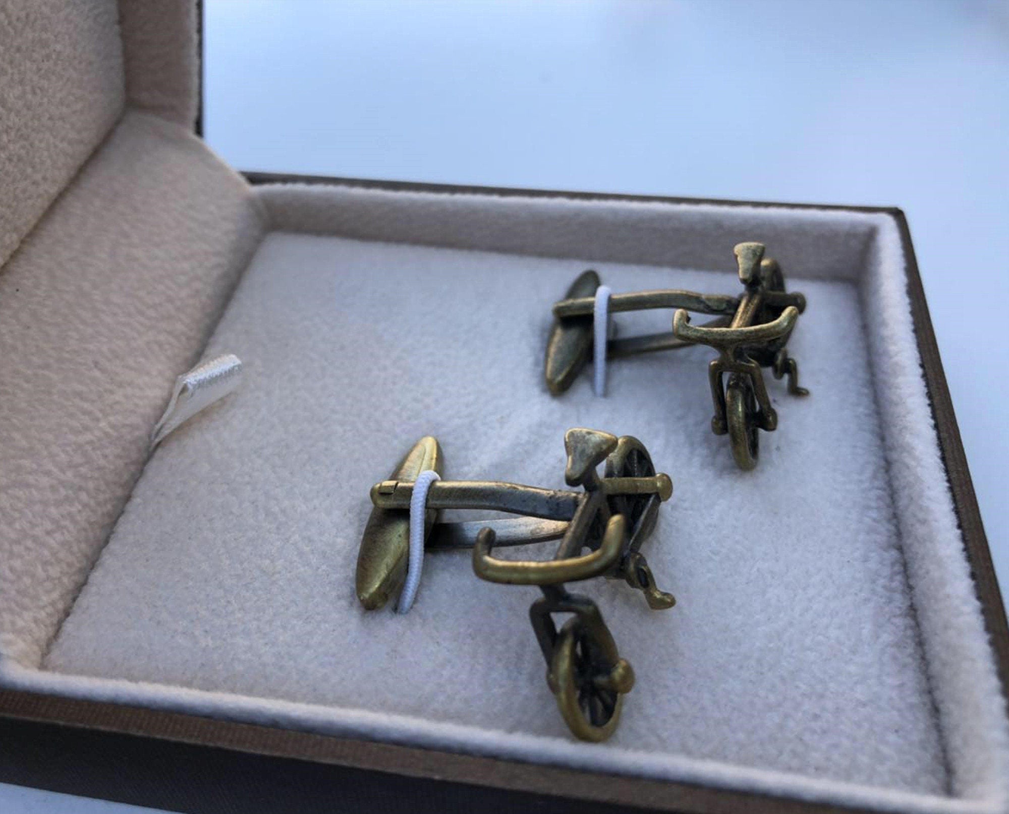 Antique Brass Bicycle Cufflinks