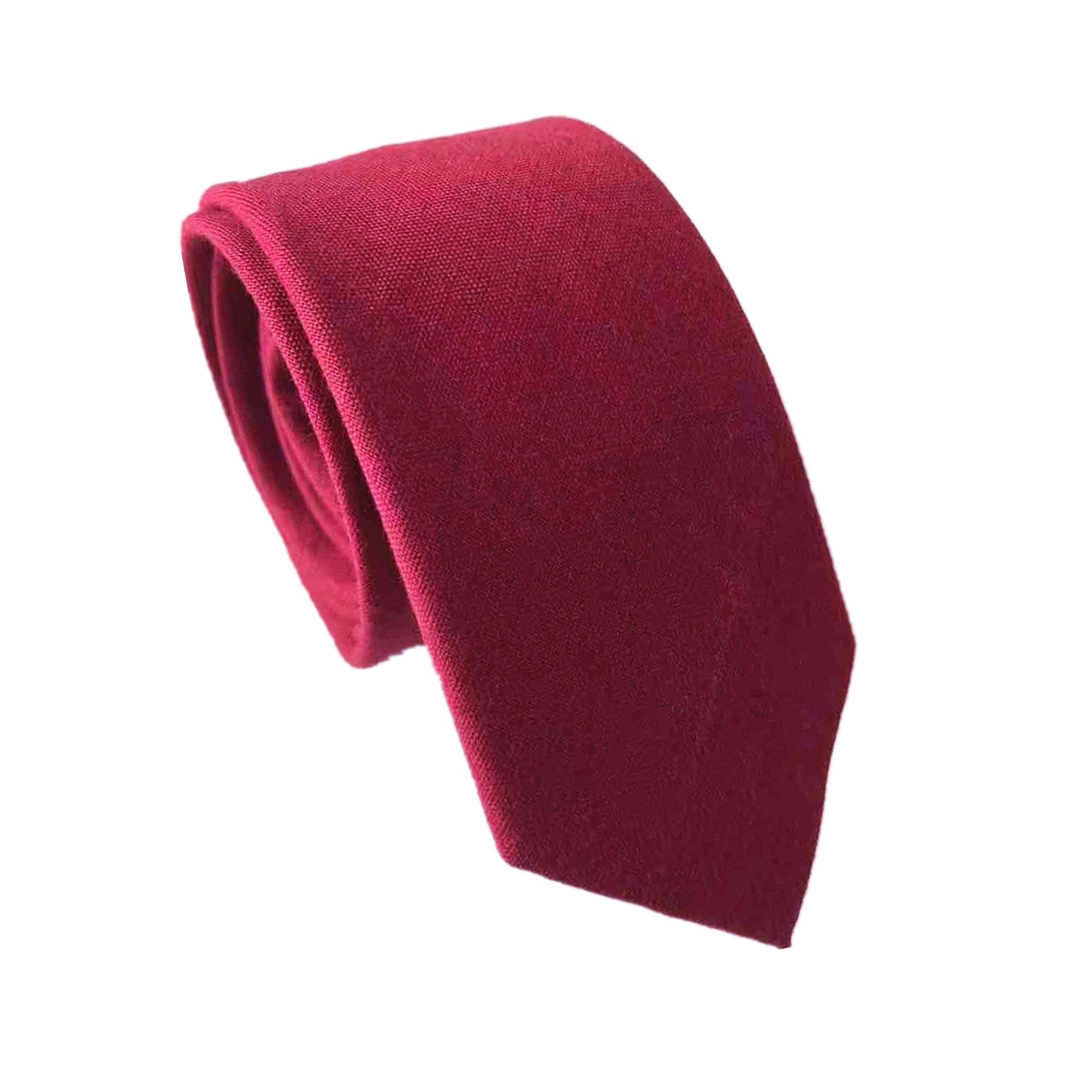 Apple Maroon Linen Skinny Tie