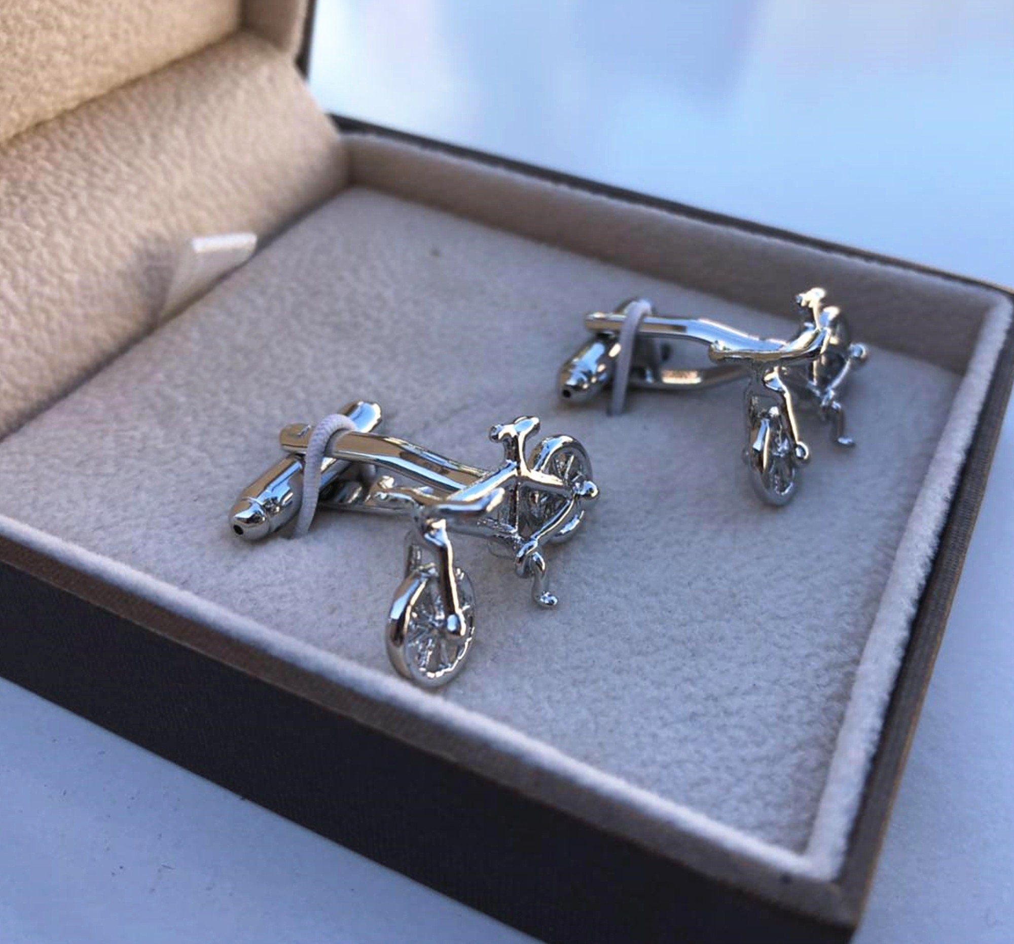 Antique Silver Bicycle Cufflinks