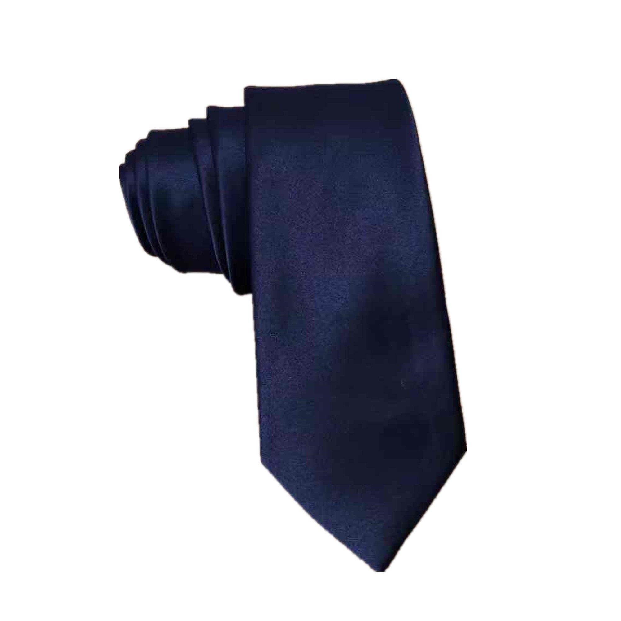 Navy Blue Satin Skinny Tie