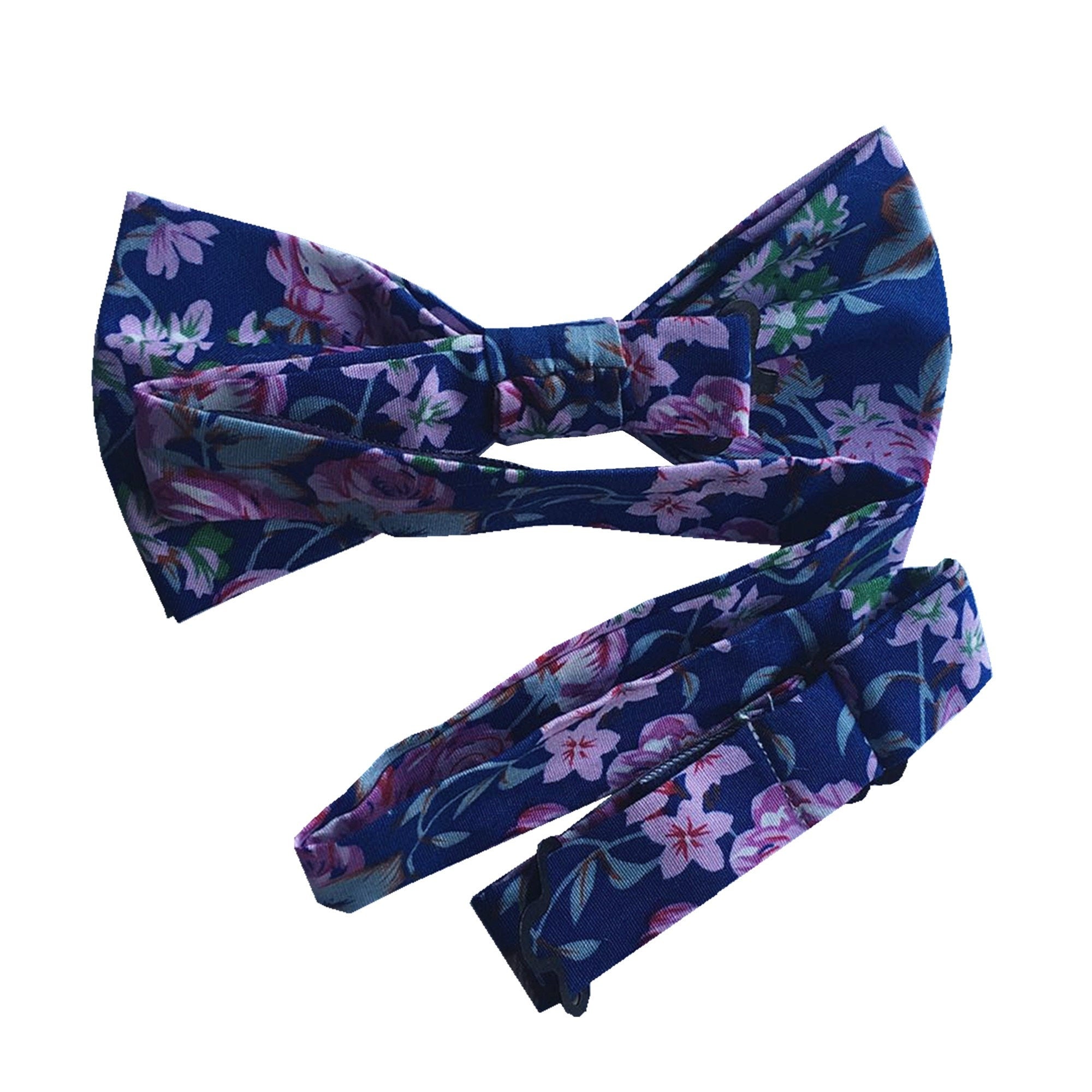 Navy Purple Floral Pre-tied Bow Tie