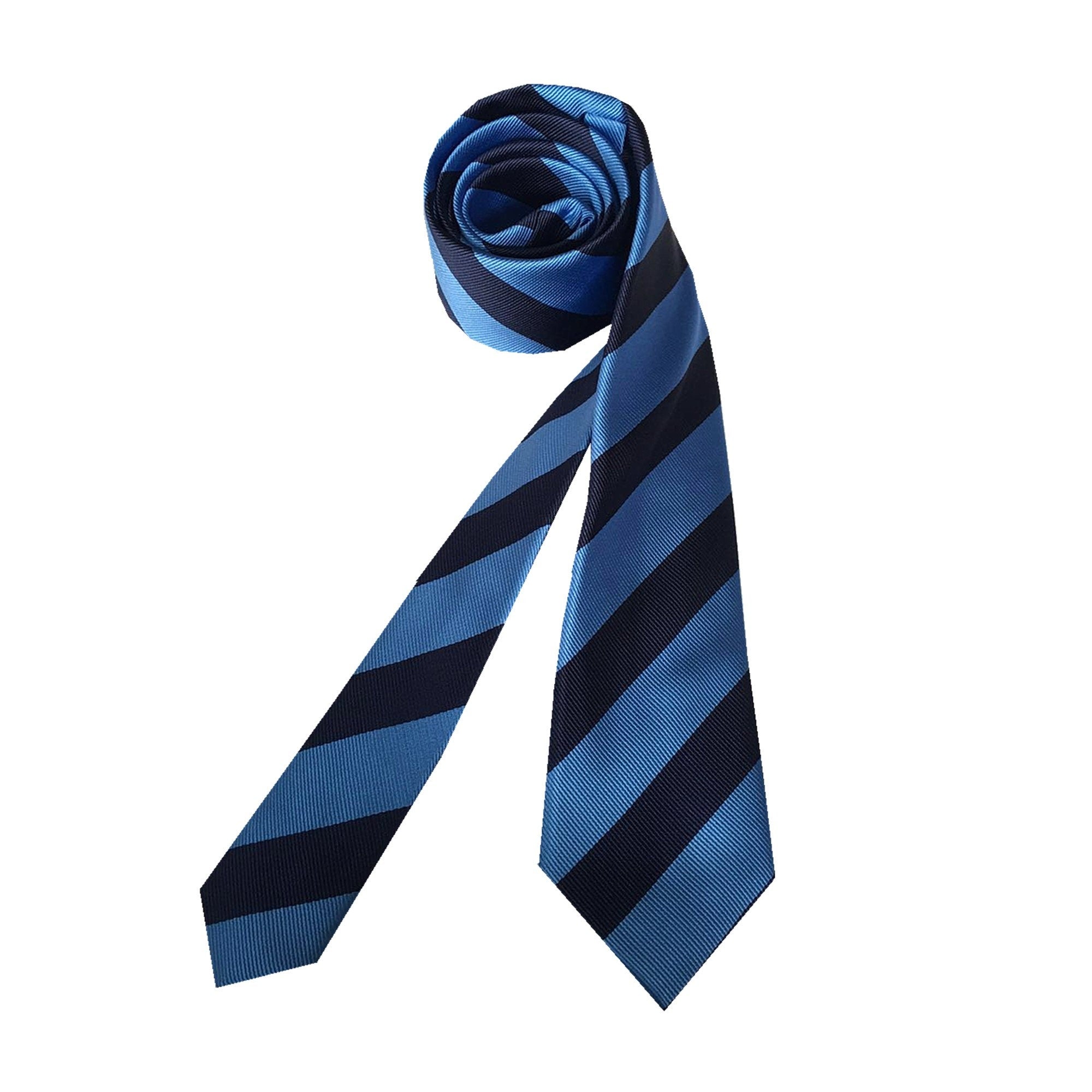 Navy Blue Stripes Skinny Tie