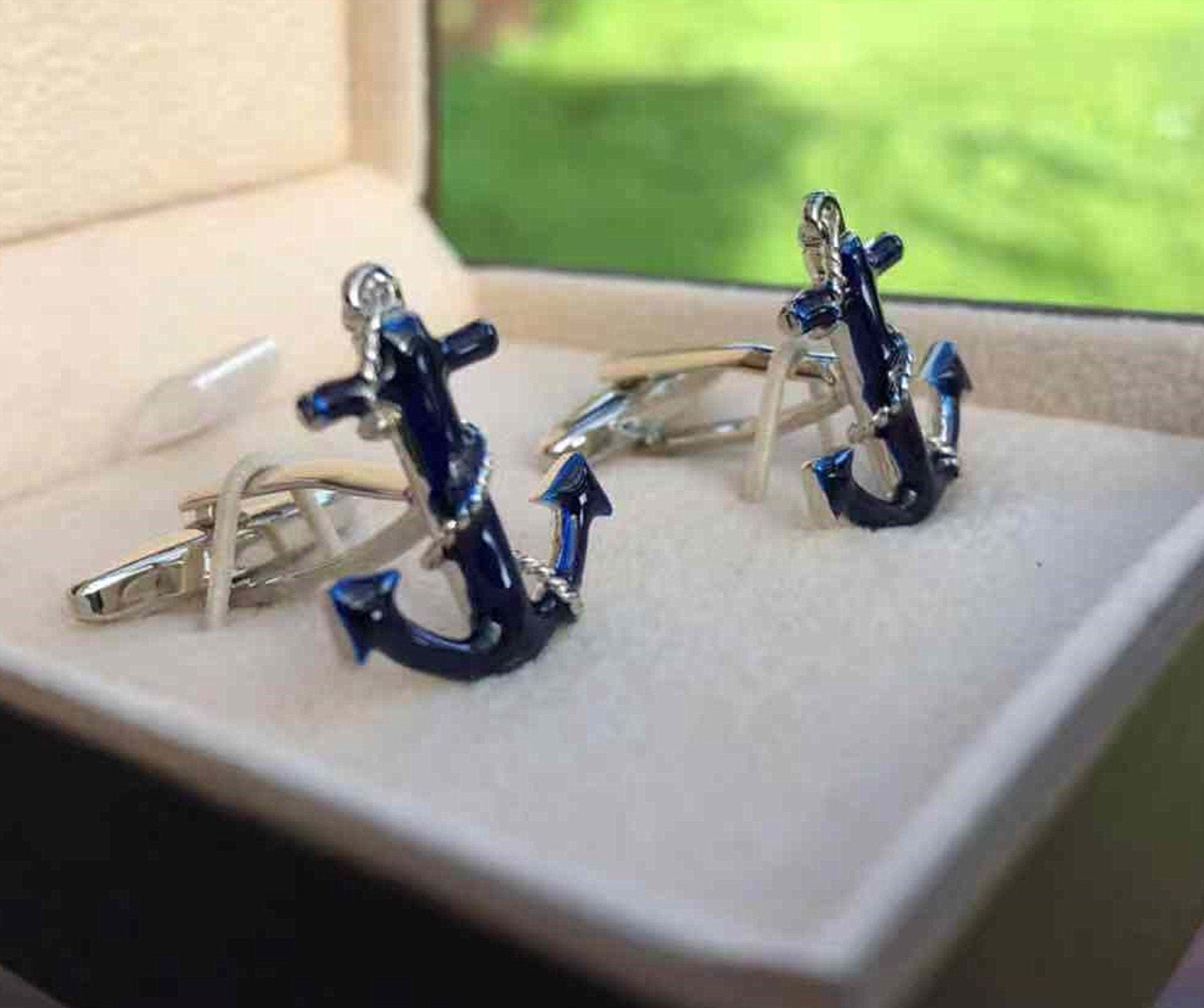 Sapphire Blue Anchor Cufflinks