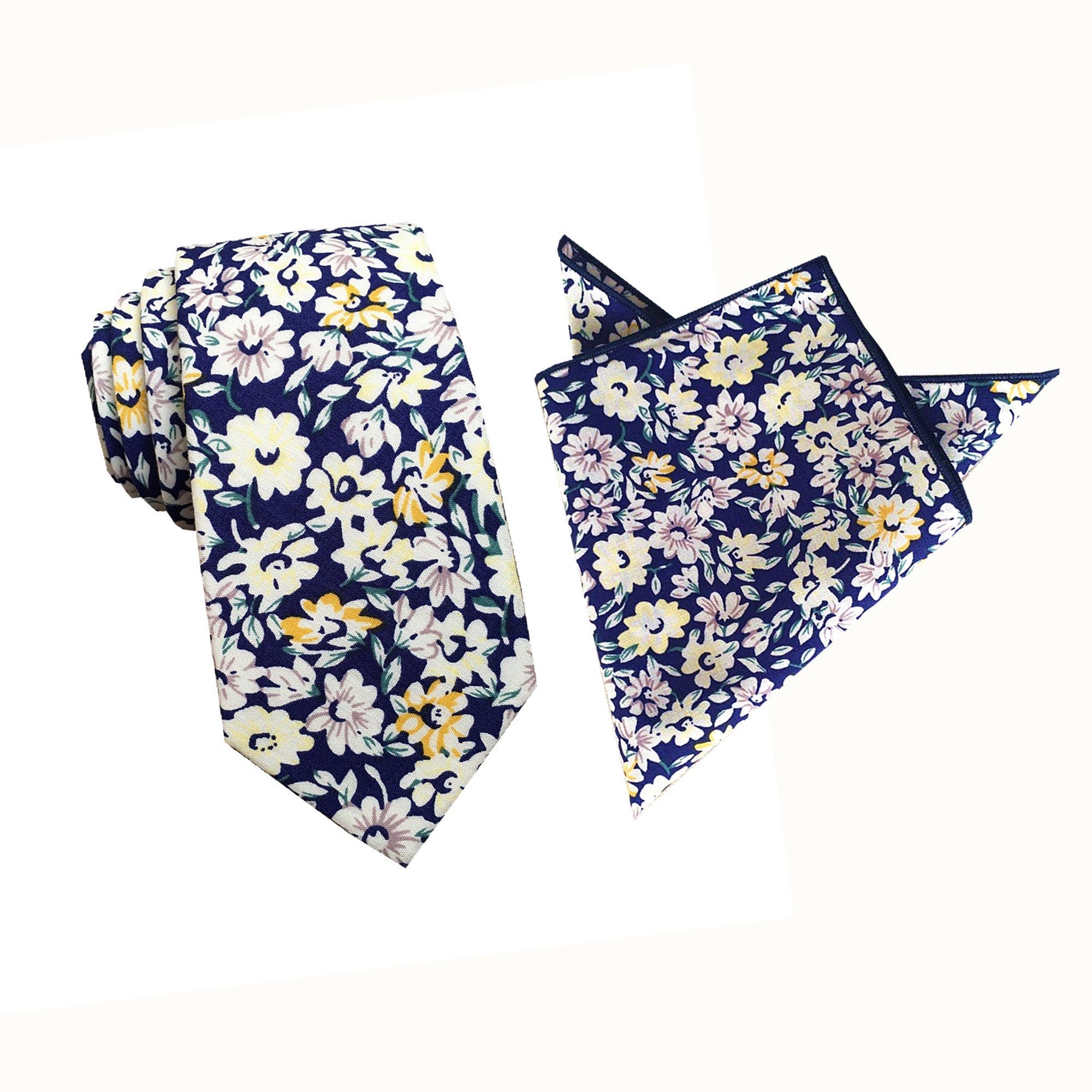 Sapphire Blue Floral Skinny Tie