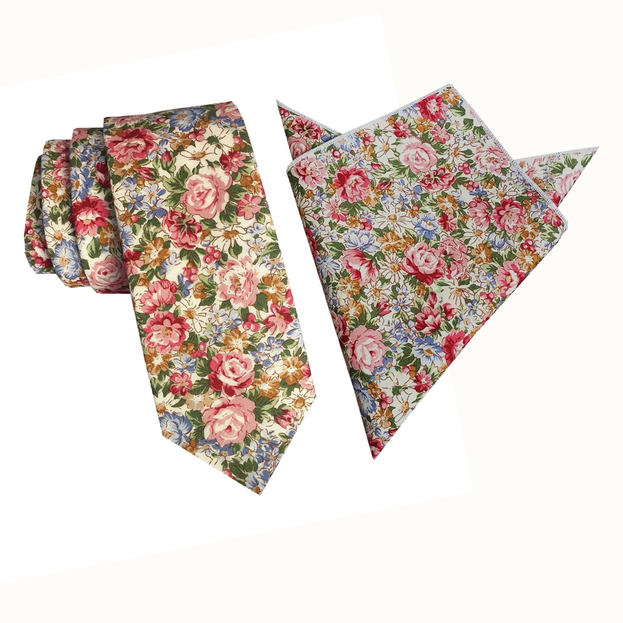 Rose Floral Cotton Skinny Tie