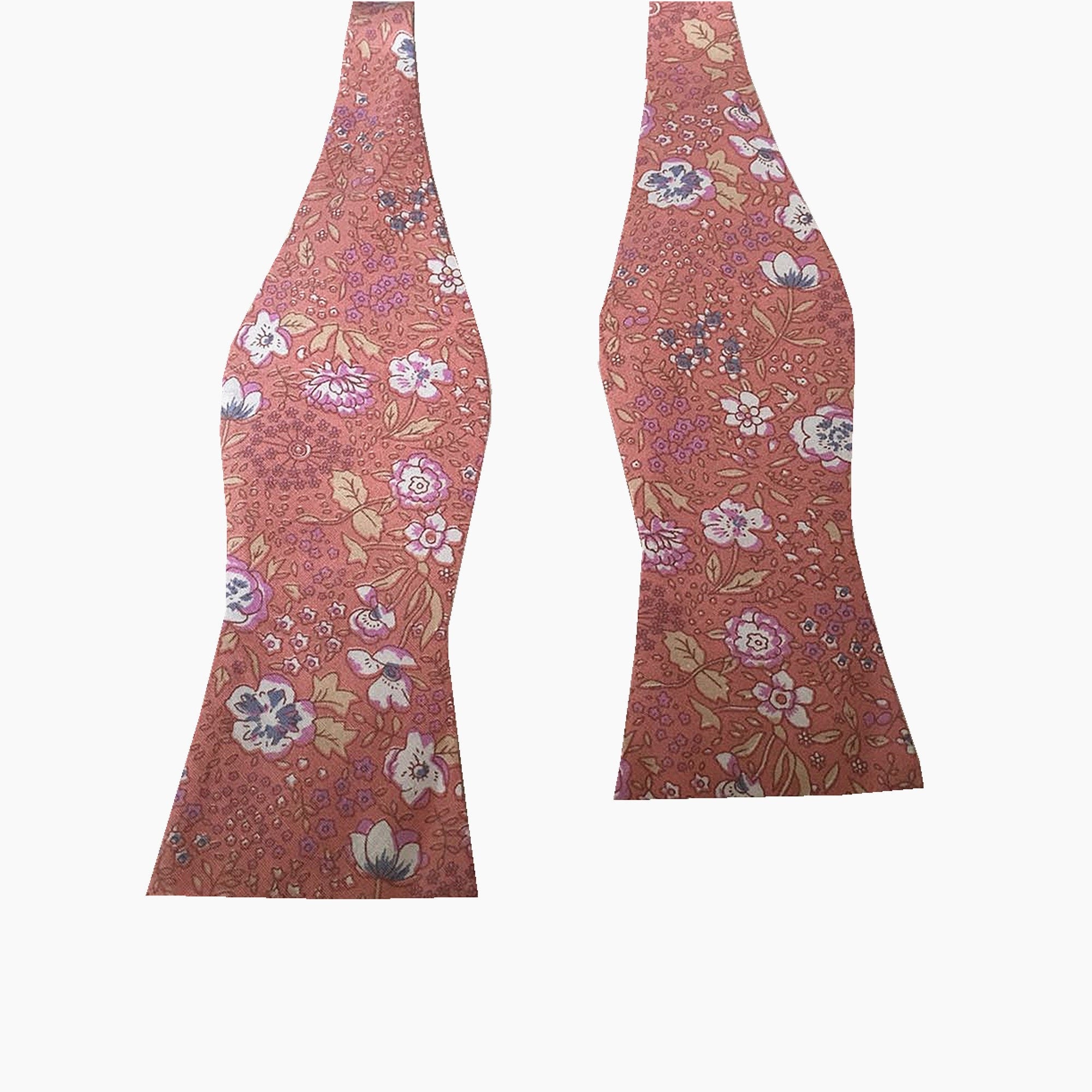 Nude Pink Floral Self-tied Bow Tie