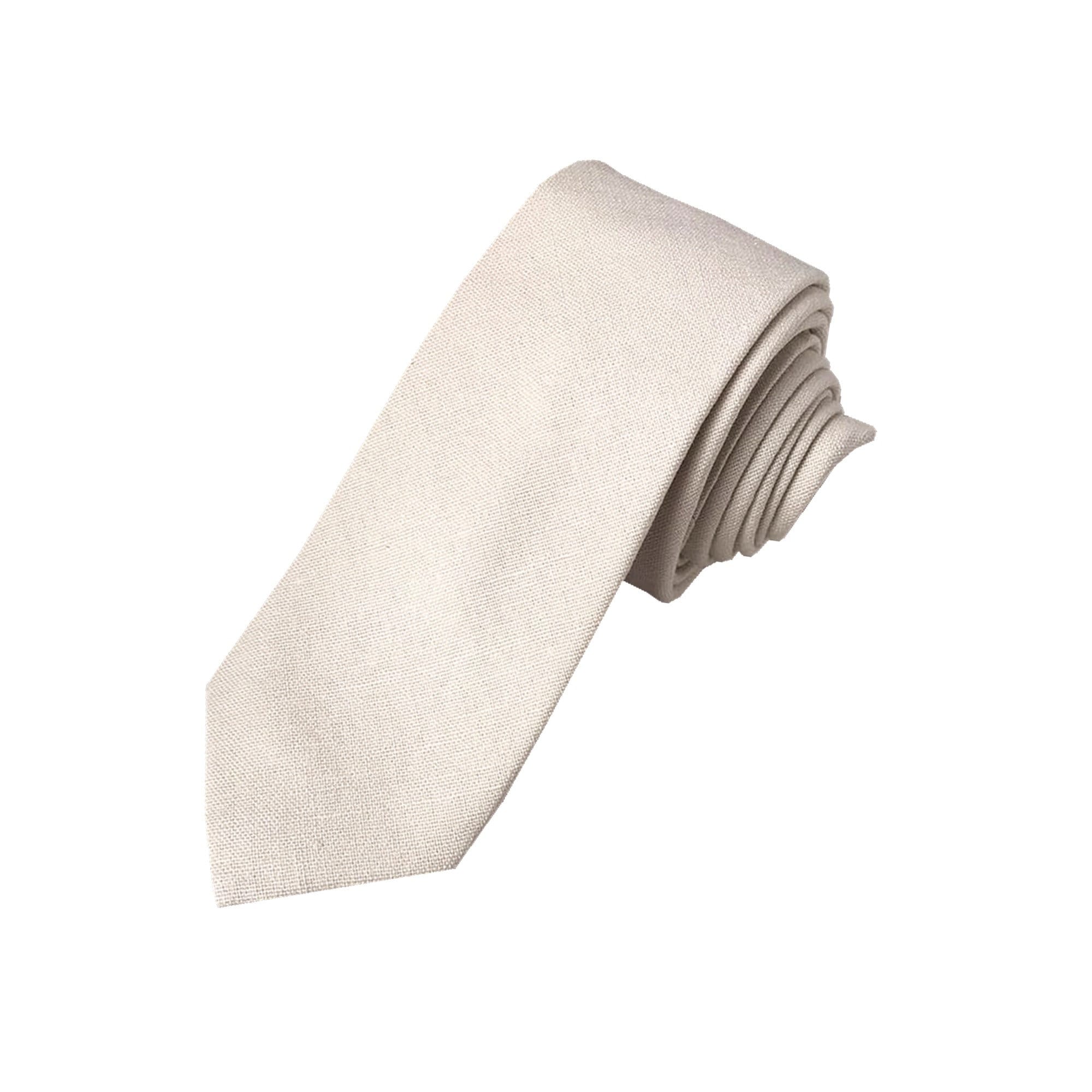 Cream Ivory Linen Skinny Tie