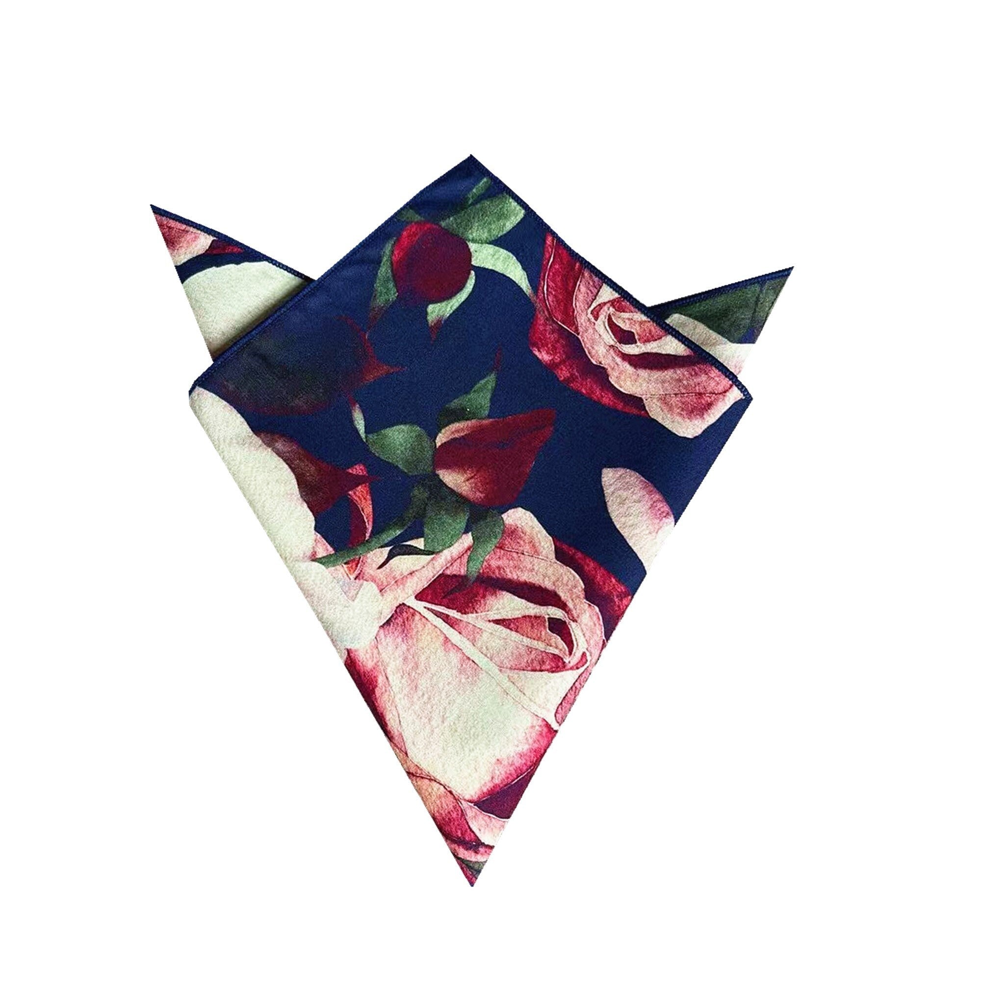 Navy with Burgundy and Cream Floral Necktie
