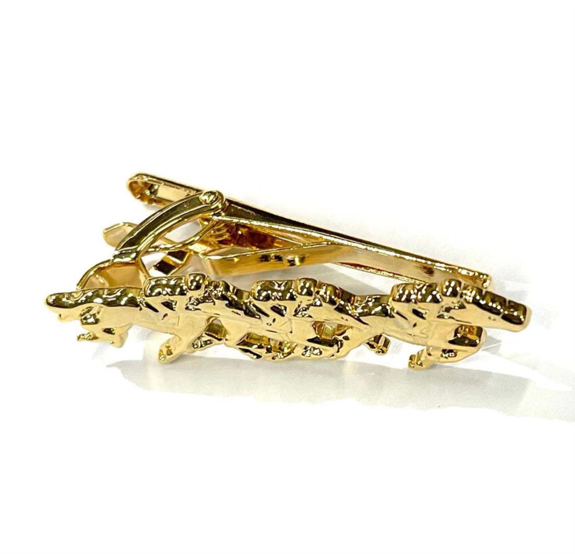 Gold Racing Horse Tie Bar