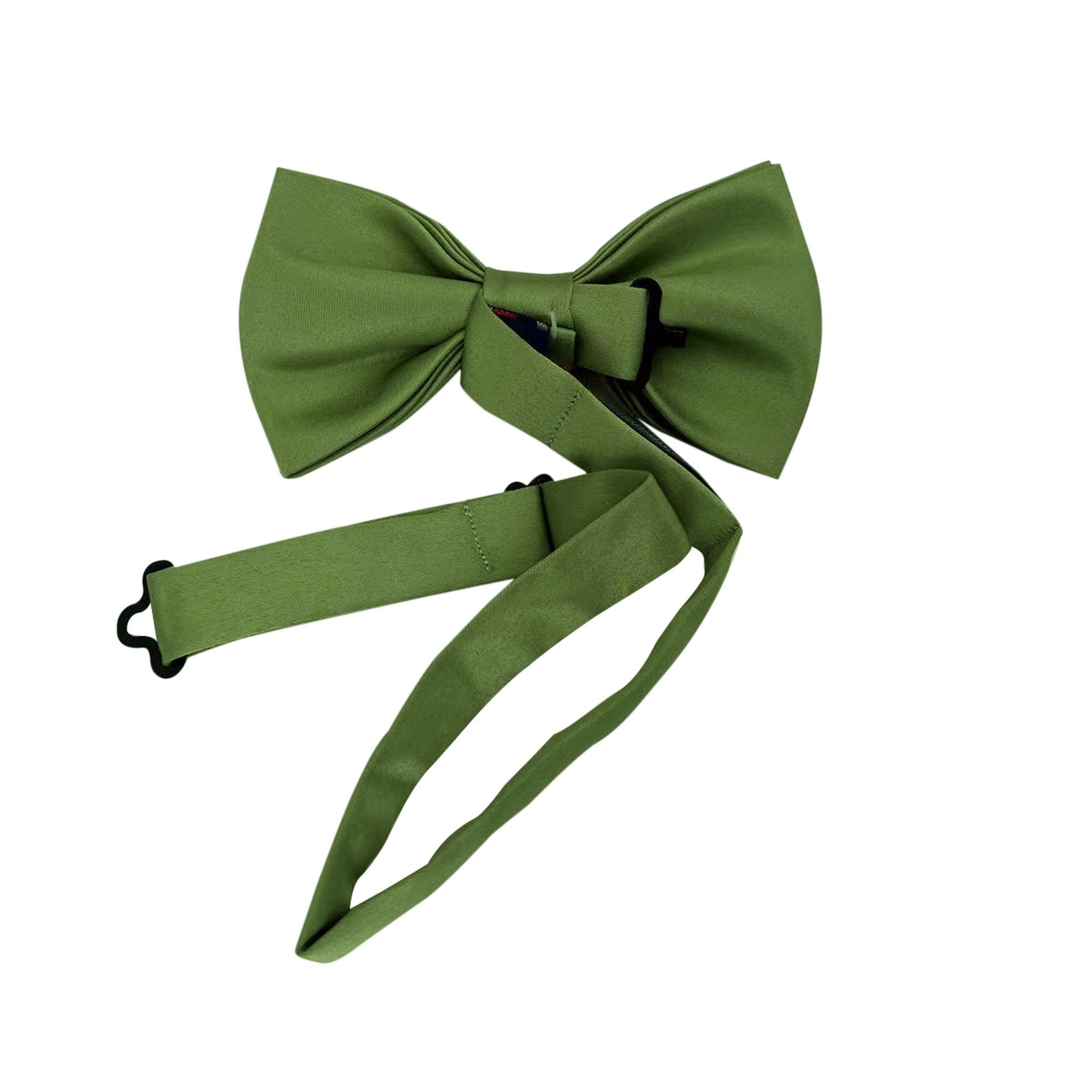 Dark Sage Green Satin Pre-tied Bow Tie