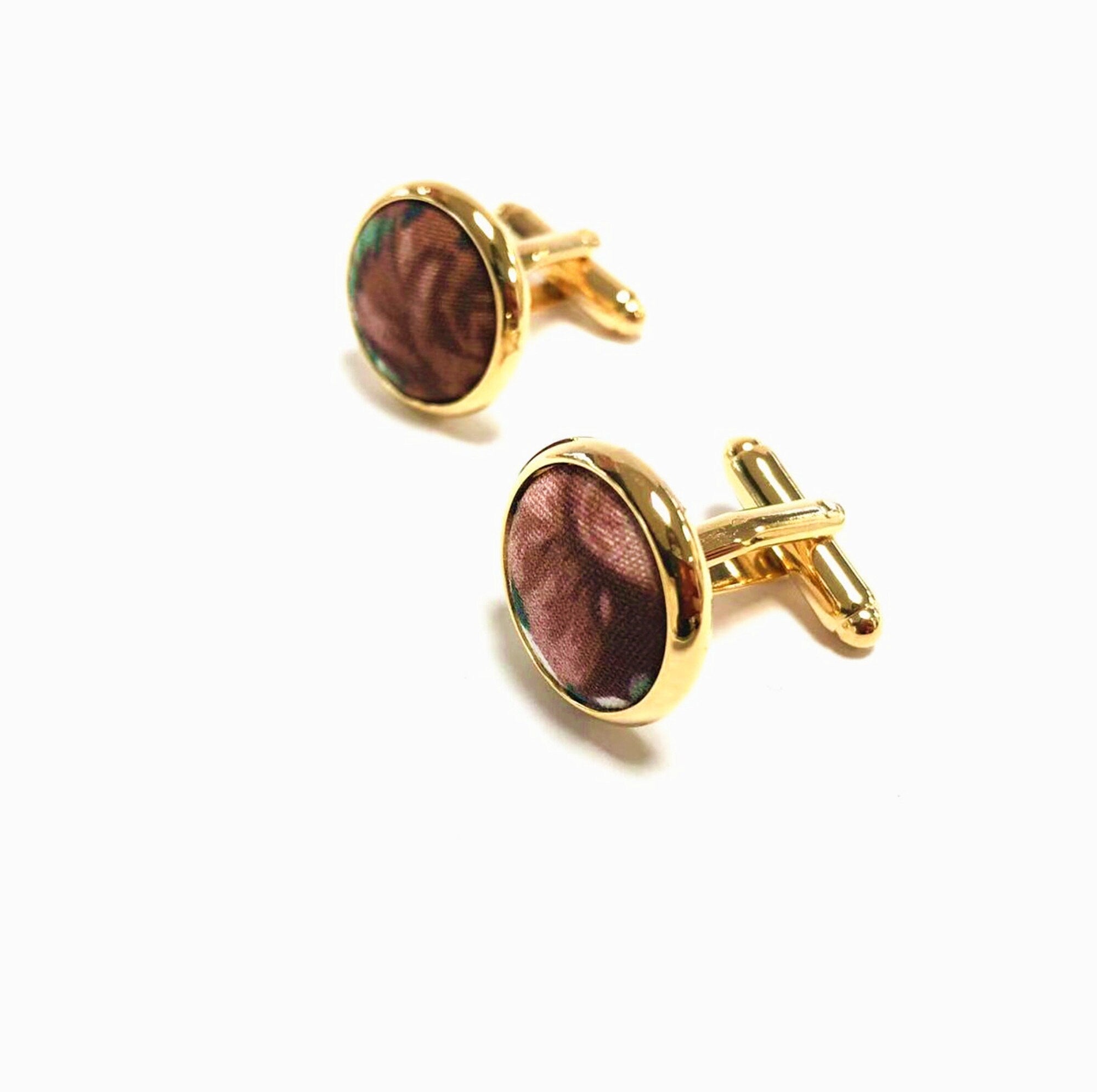 Rust Brown Floral Cufflinks
