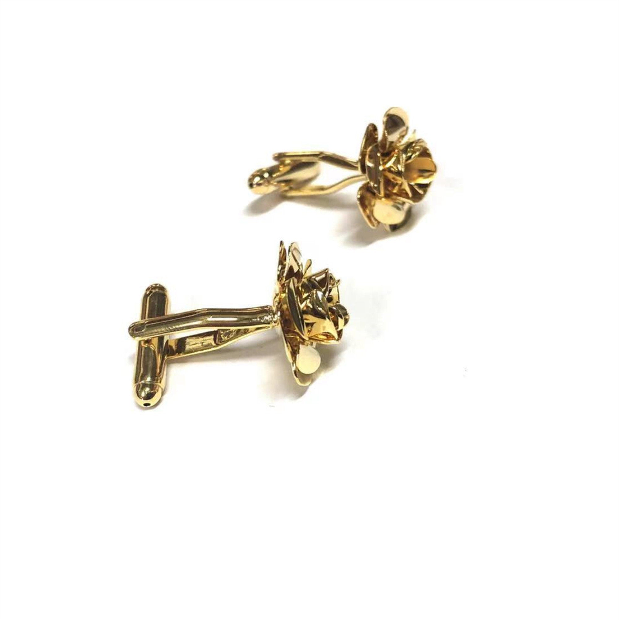 Gold Rose Flower Cufflinks