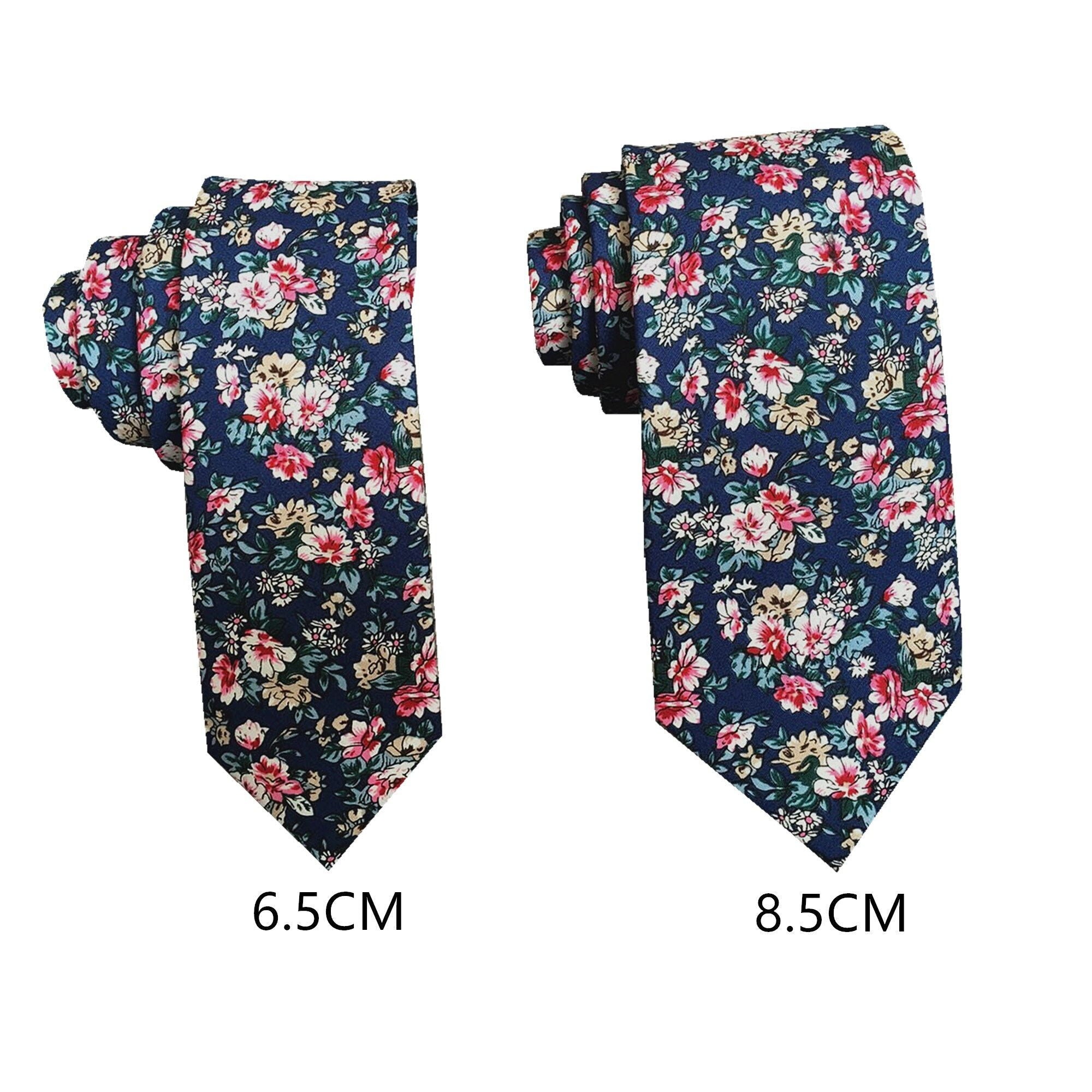 Navy Pink Floral Necktie