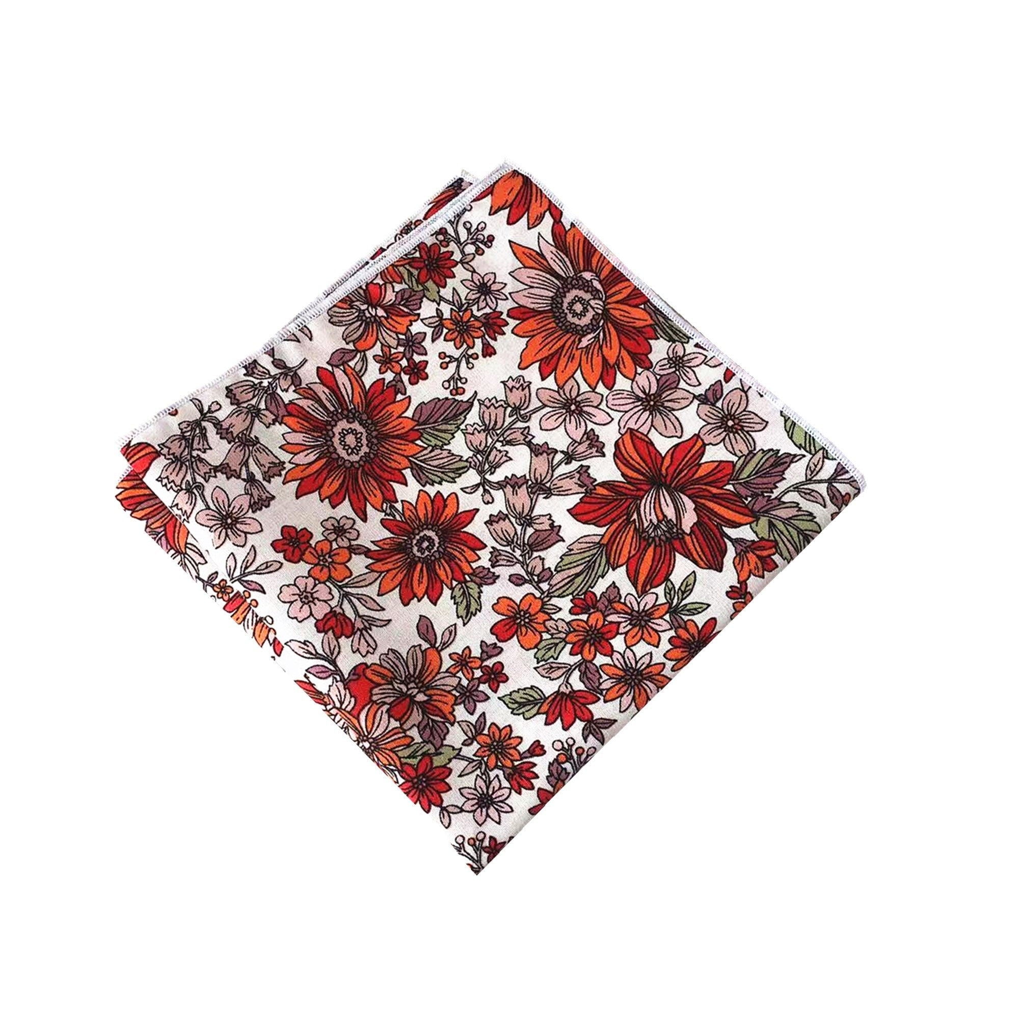 Paprika Sunflower Pocket Square