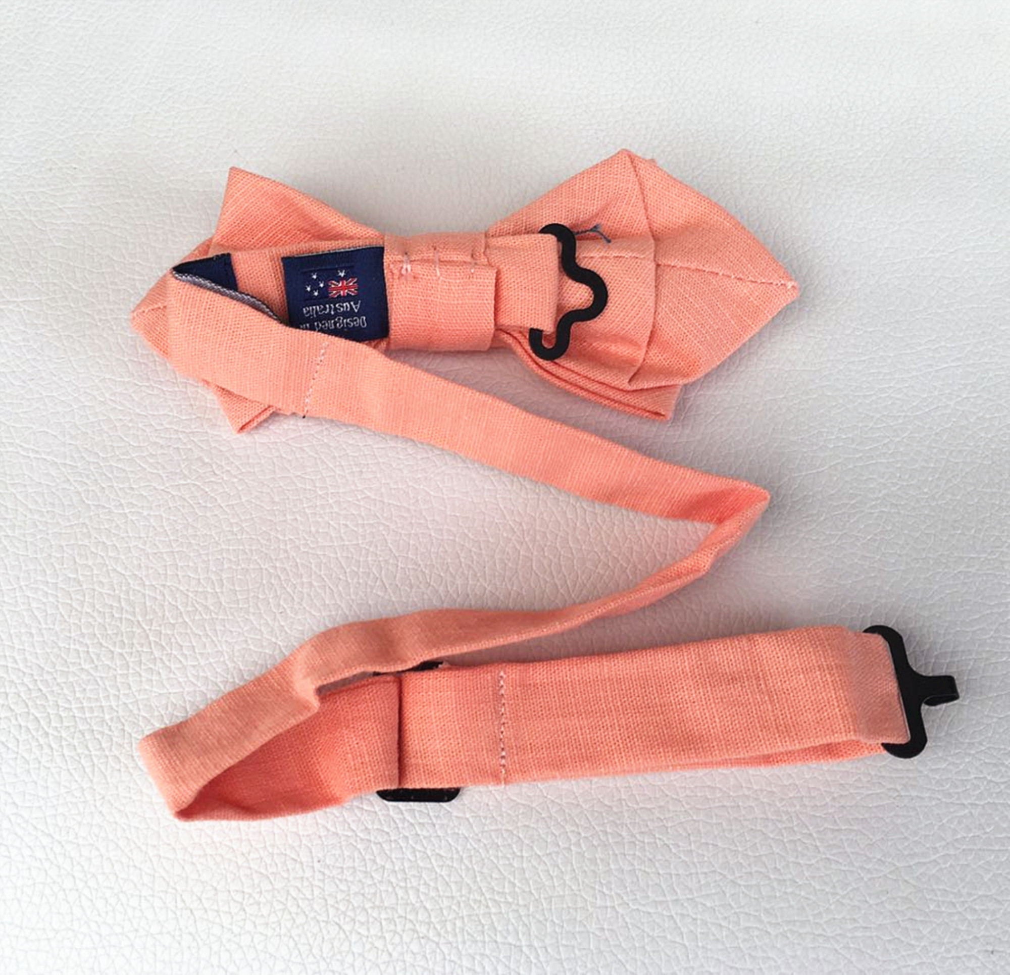 Dk. Salmon Linen Pre-tied Diamond Bow Tie