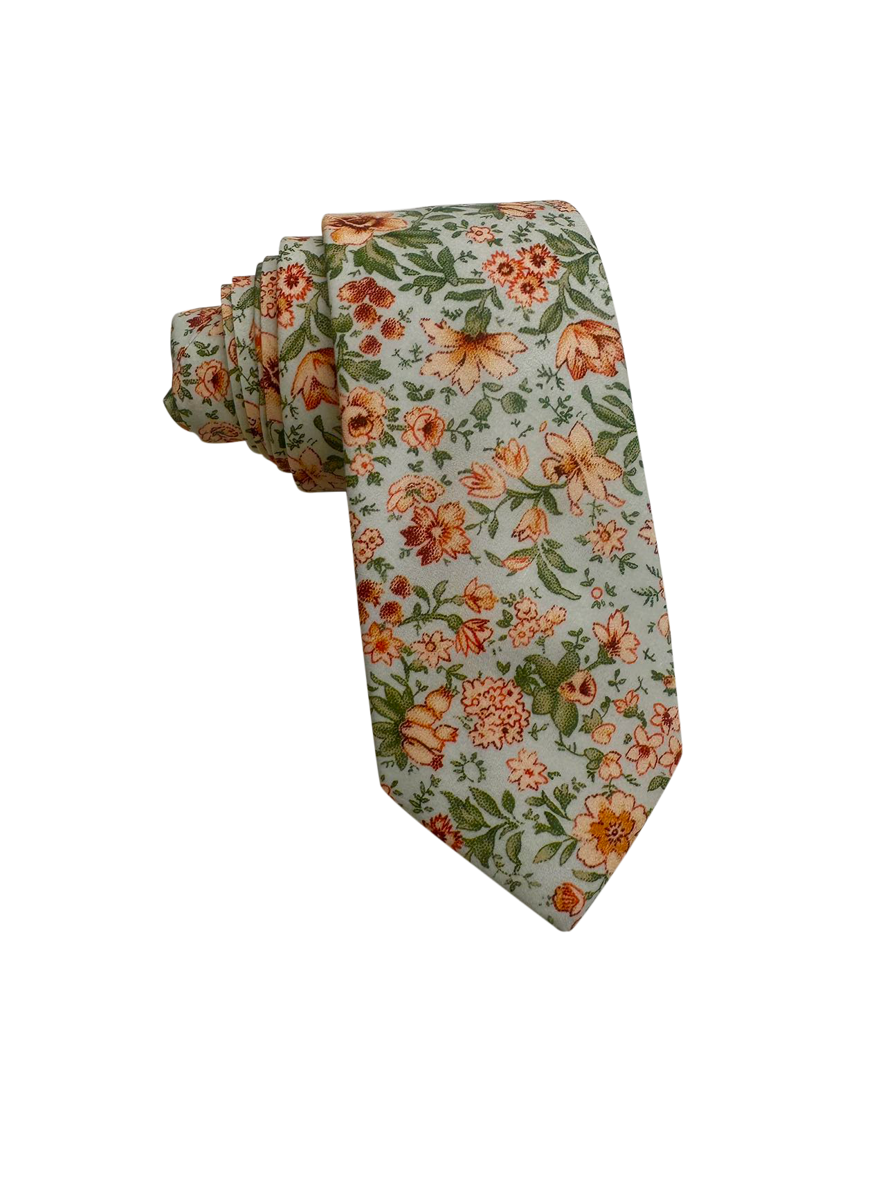 Noble Sage Green Floral Skinny Tie