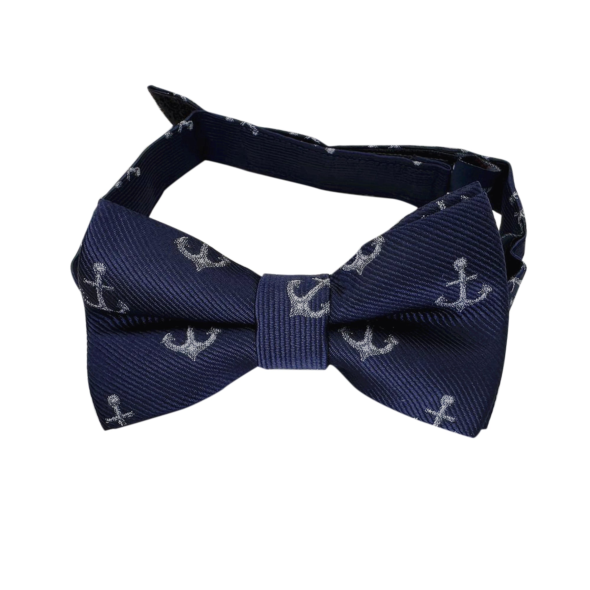 Navy Blue Anchor Kids Bow Tie