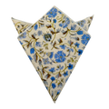 Blue Yellow Floral on Beige Pocket Square