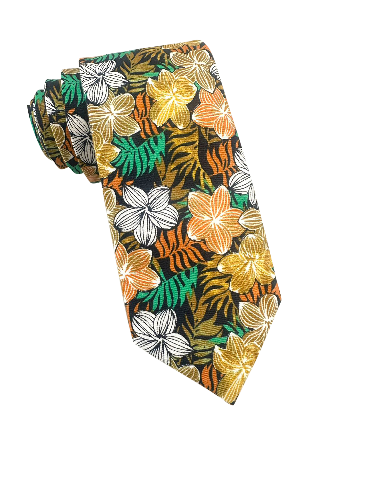 Luxor Gold Tropical Leaves Skinny Tie