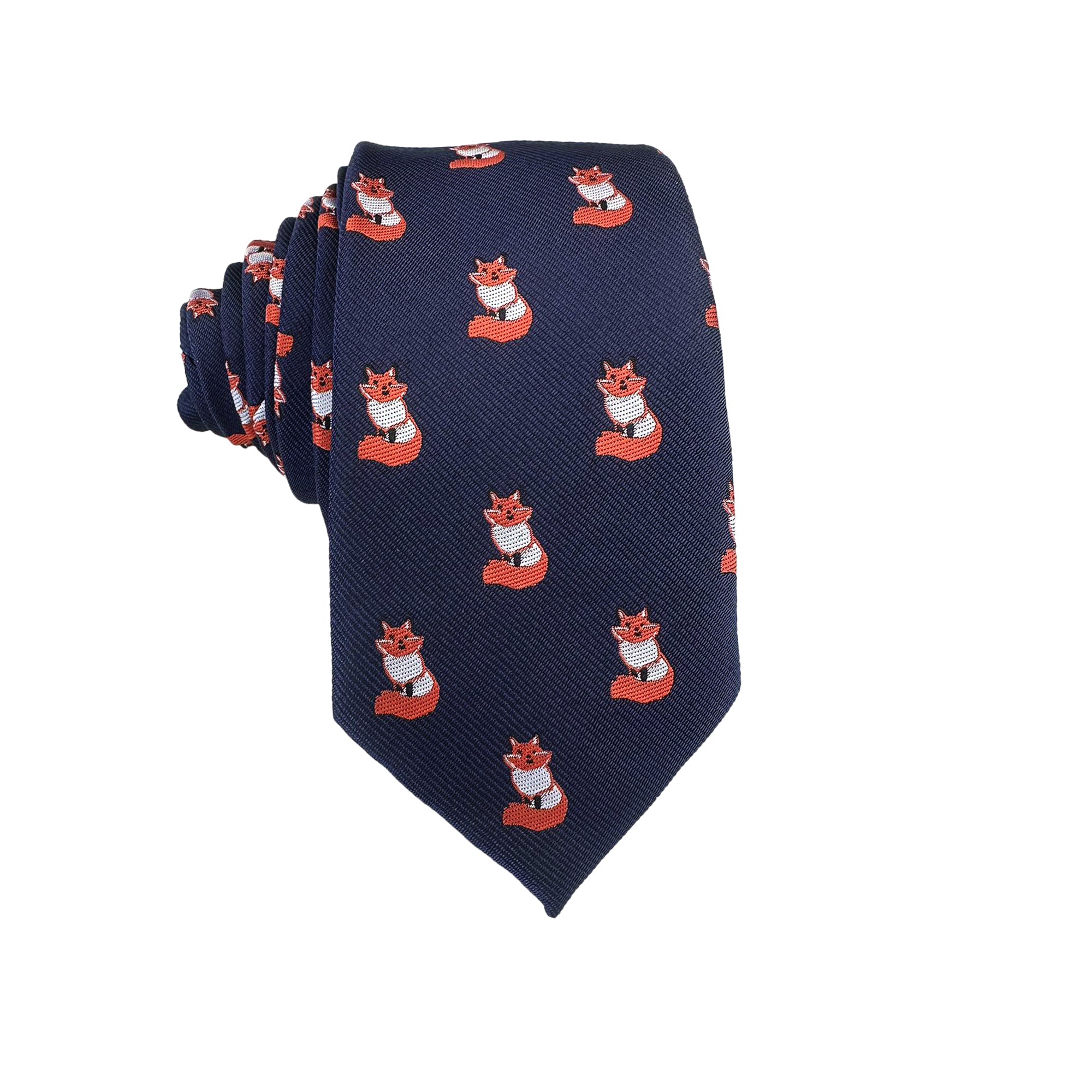 Dark Navy w/ Orange Fox Skinny Tie
