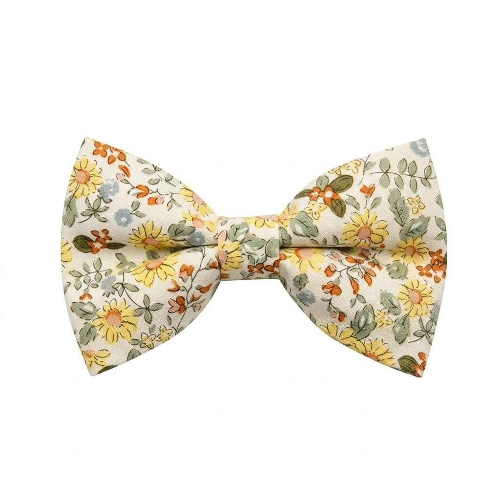 Yellow Daisy Floral Pre-tied Bow Tie
