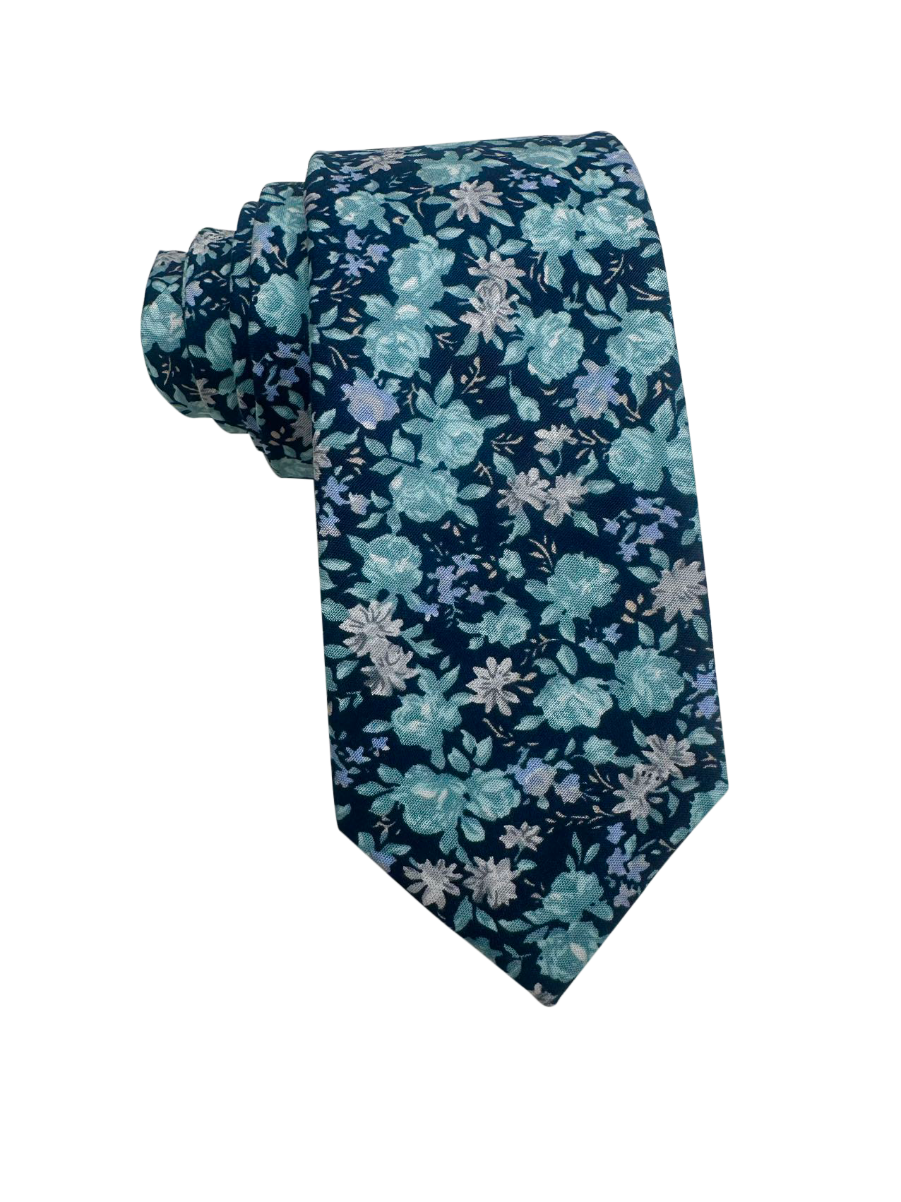 Midnight Teal Floral Skinny Tie
