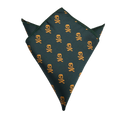 Navy Green with Gold Skull Pocket Square