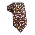White Red Floral On Burgundy Skinny Tie