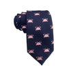 Navy Blue with Pink Crab Skinny Tie