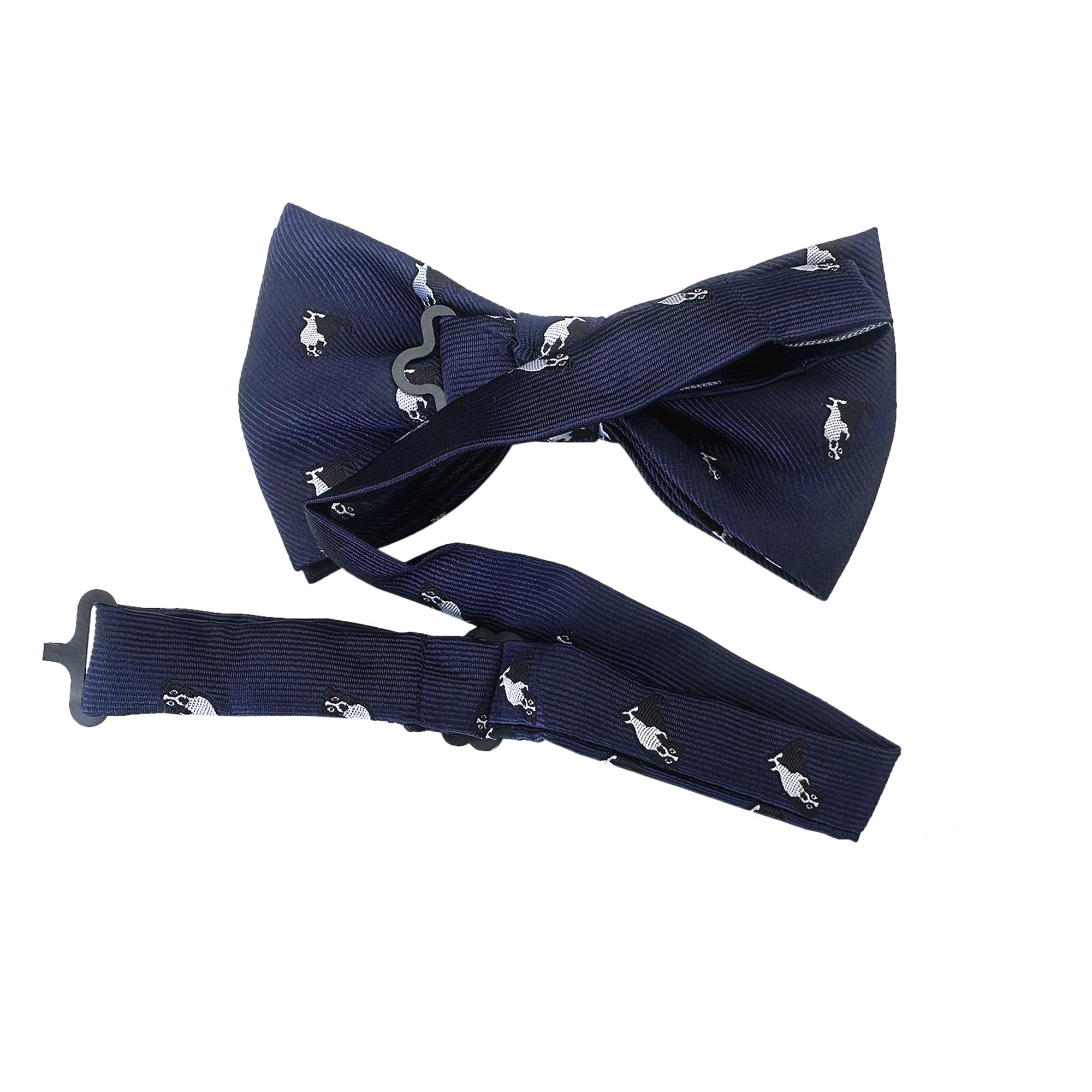 Navy Blue with Border Collie Dog Pre-tied Bow Tie