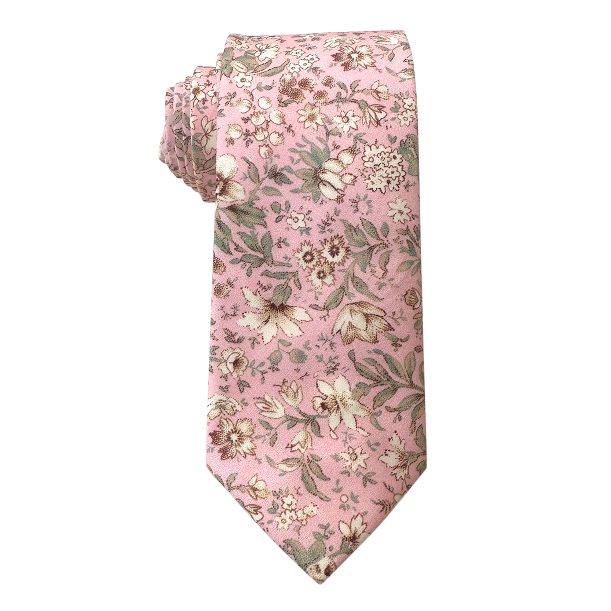 Light Pink with Sage Floral Skinny Tie