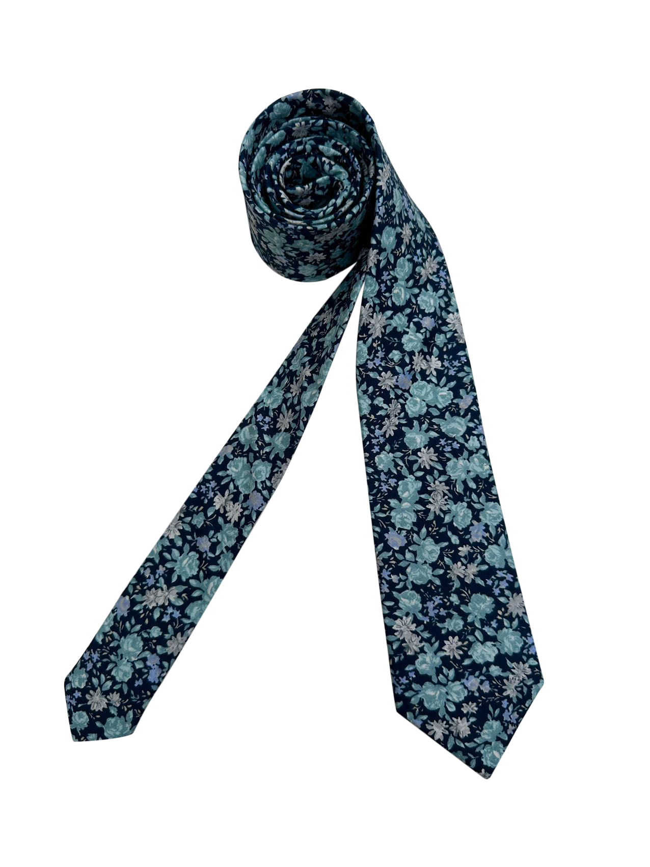 Midnight Teal Floral Skinny Tie