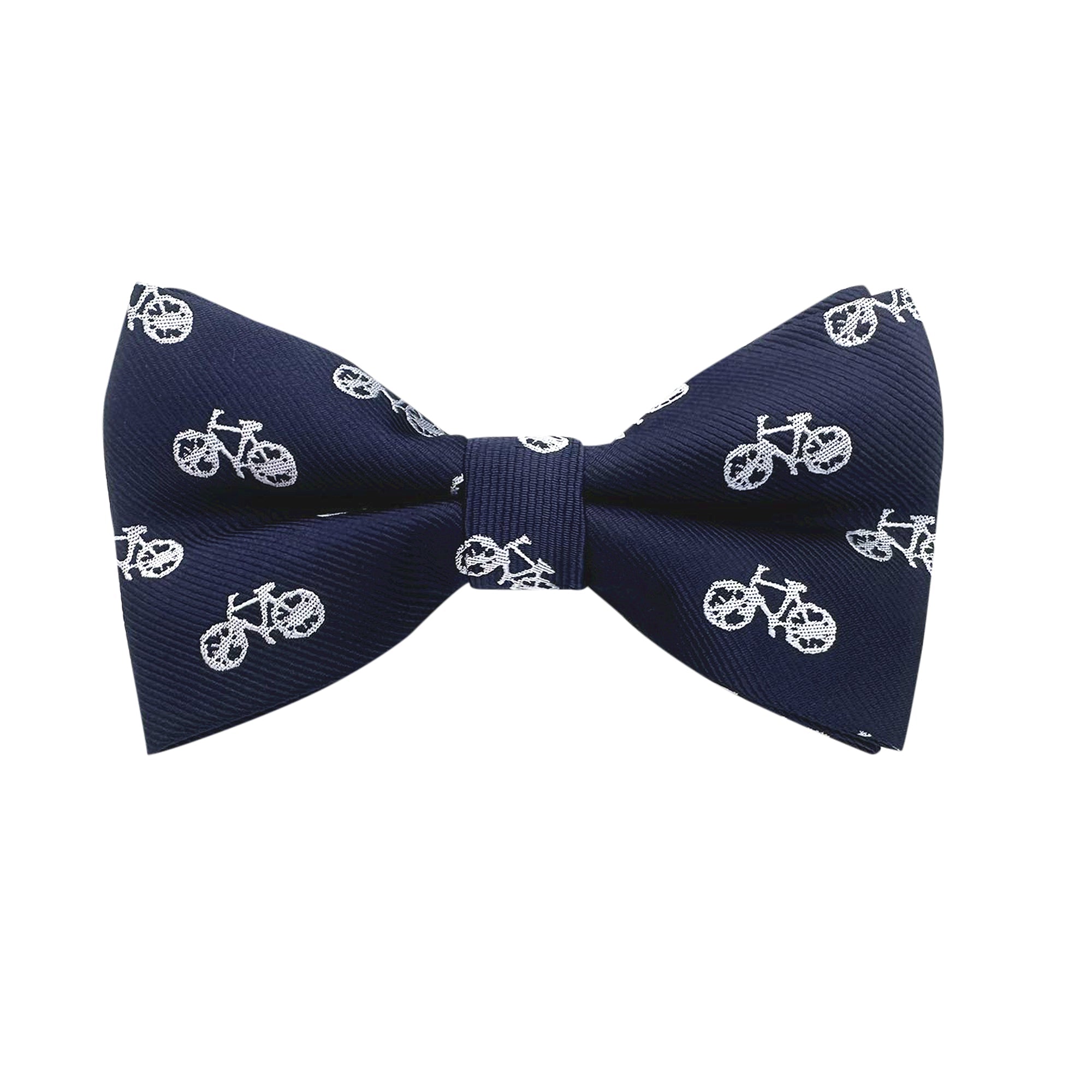 Navy Blue White French Bicycle Pre-tied Bow Tie