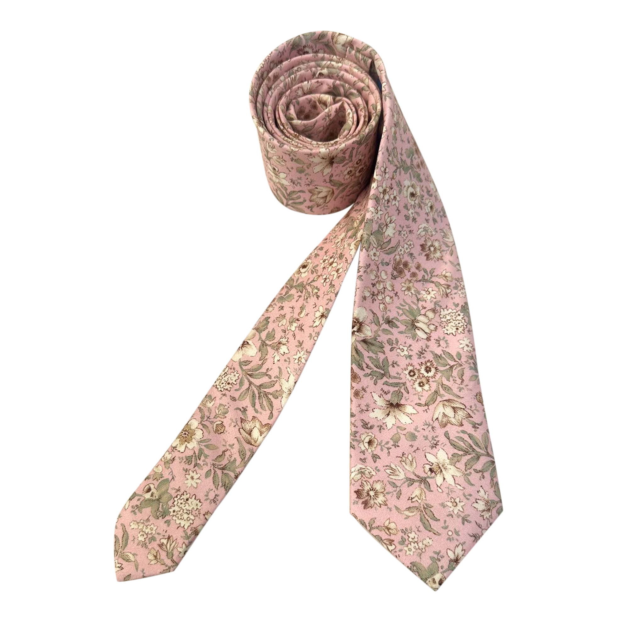 Light Pink with Sage Floral Skinny Tie