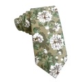 Sage Green With White Floral Skinny Tie