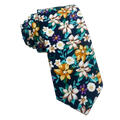 Navy Yellow Floral Necktie