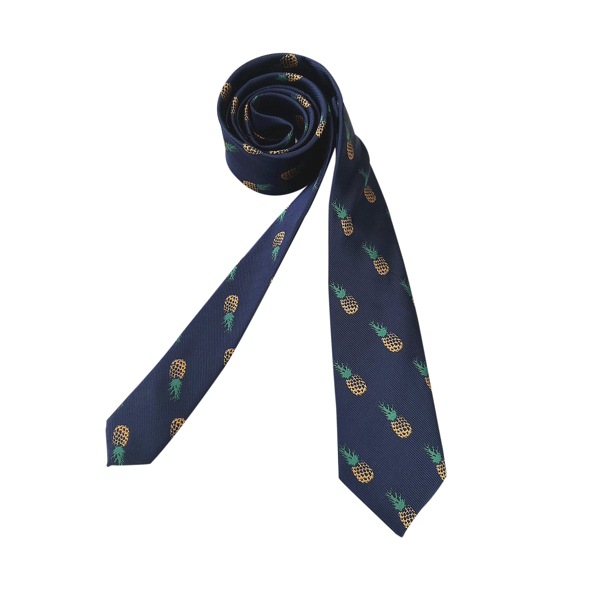 Navy Blue Pineapple Skinny Tie
